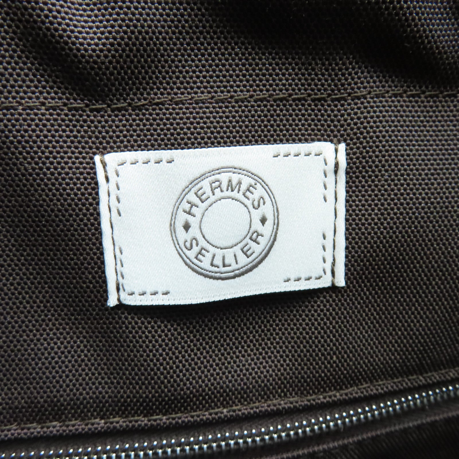 HERMES Canvas The Grooming Bag Silver Buckle Handle Shoulder Backpack Rough H/Chocolate