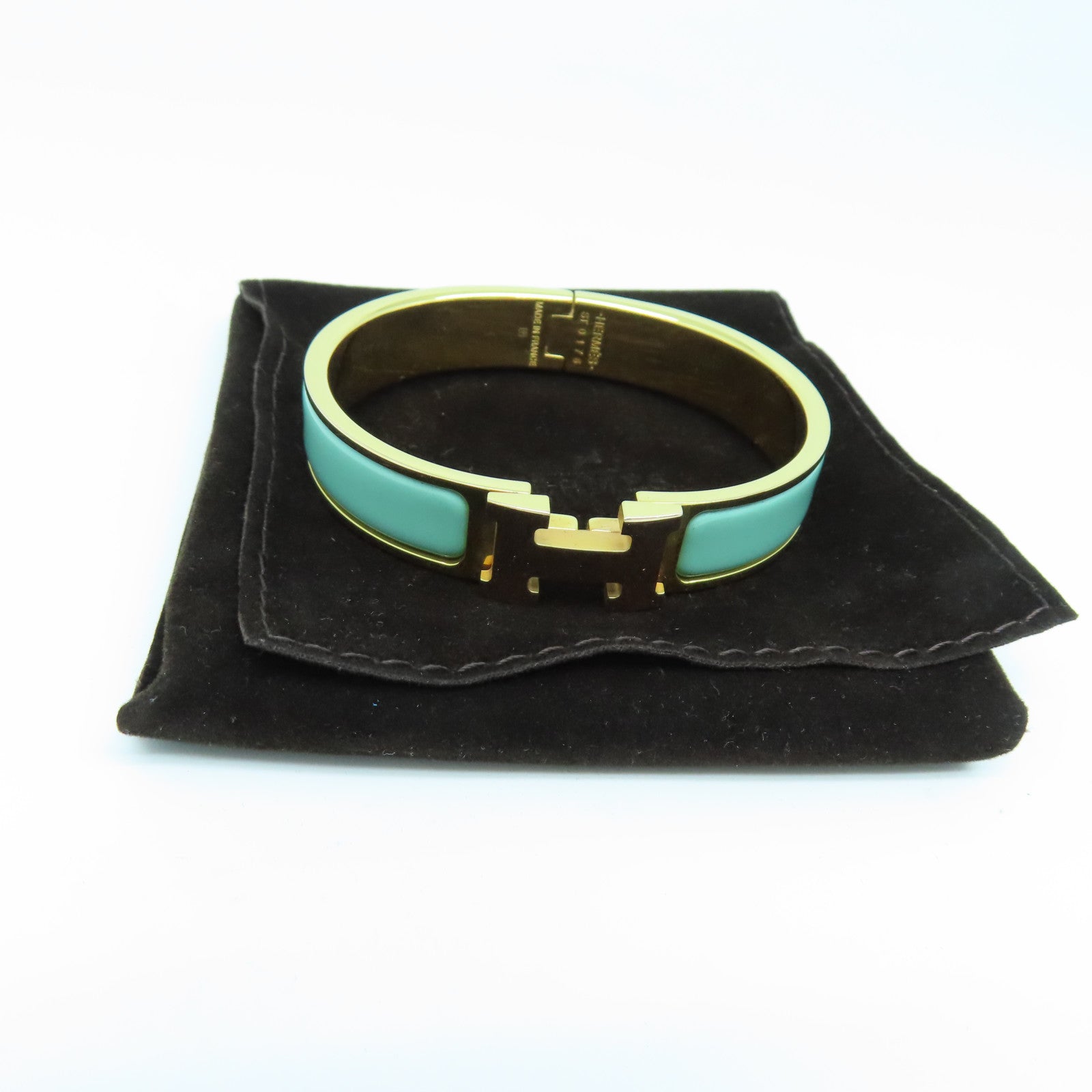HERMES 金屬H Bangle金扣手鐲藍色