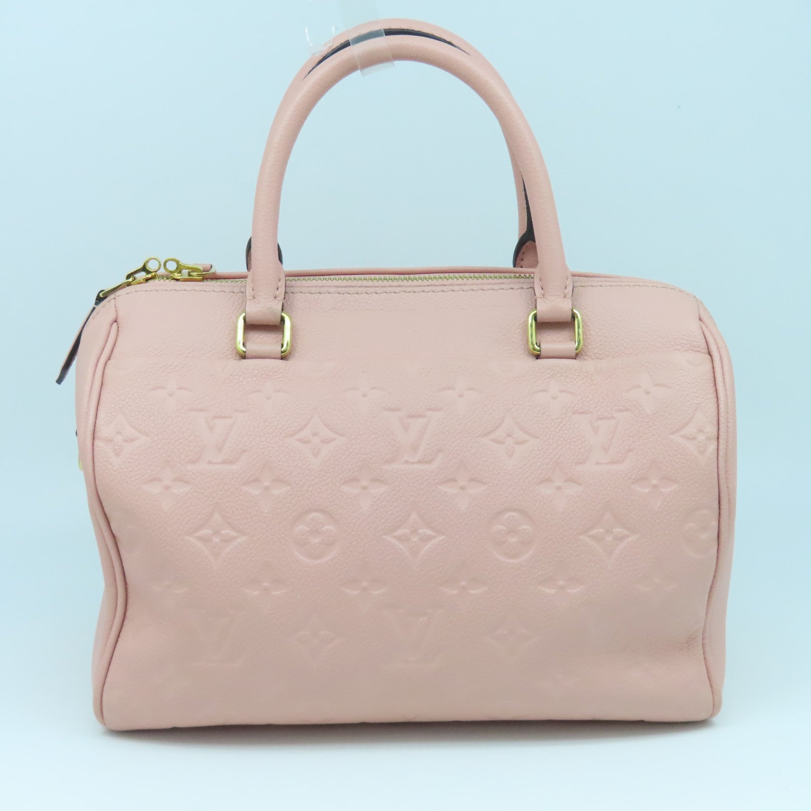 LOUIS VUITTON Monogram Empreinte Speedy Bandouliere 25金扣手挽肩背兩用袋粉紅色
