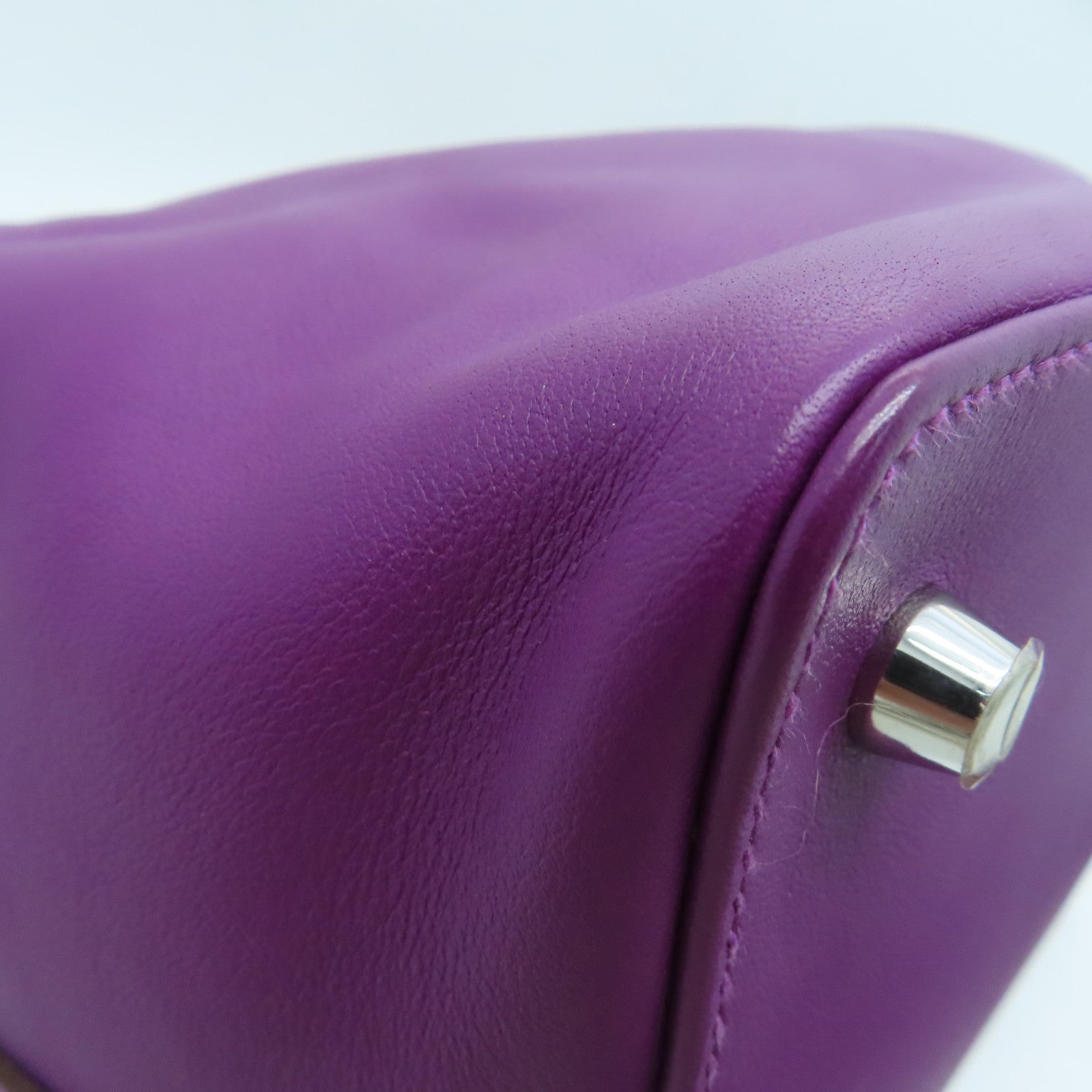 HERMES Swift Leather Toolbox 20 Silver Buckle Handle Shoulder Bag Sea Anemone Purple