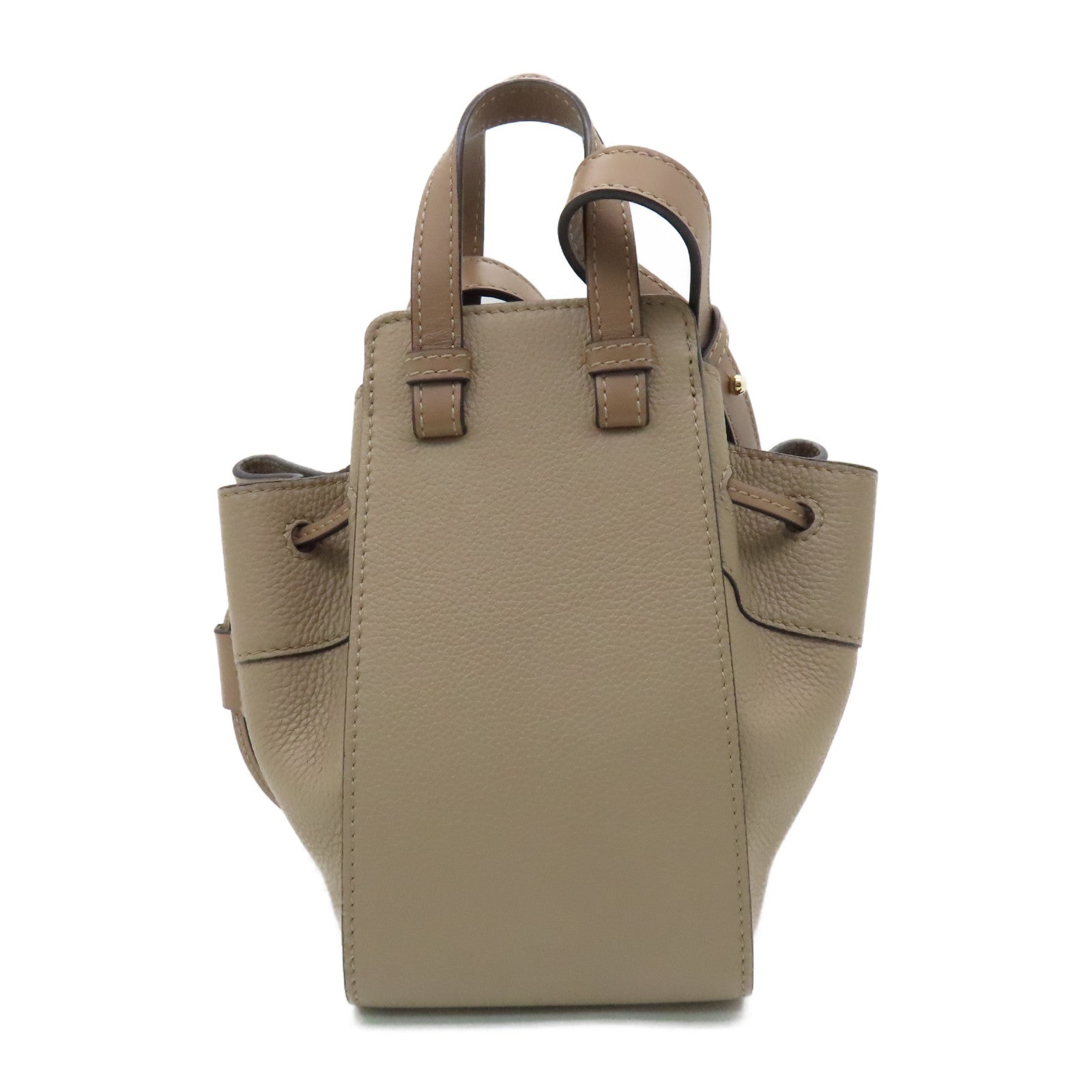 LOEWE 【激減優惠】牛皮皮革Mini Hammock金扣手挽肩背兩用袋啡色