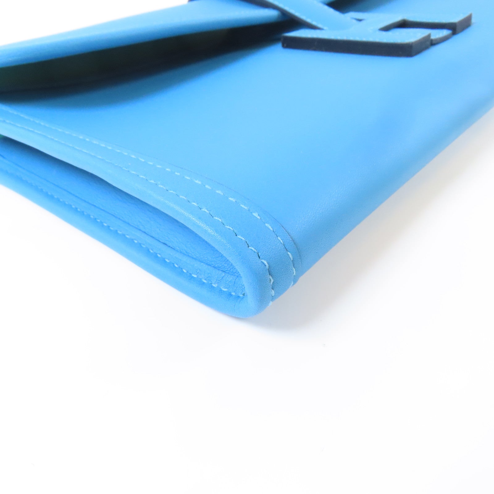 HERMES Veau Swift皮革Jije Elan手拿包北方藍色Bleu Du Nord