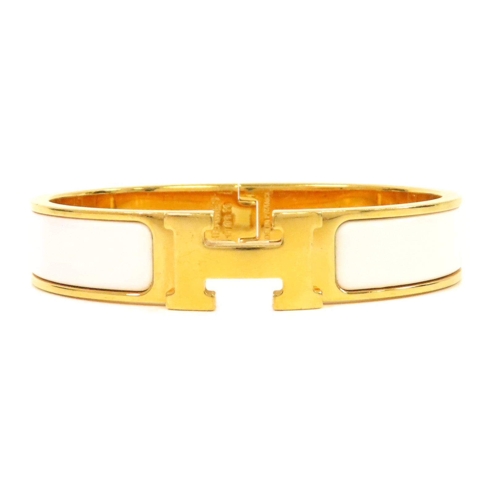 HERMES 金屬Clic H Bracelet手鐲金色/白色