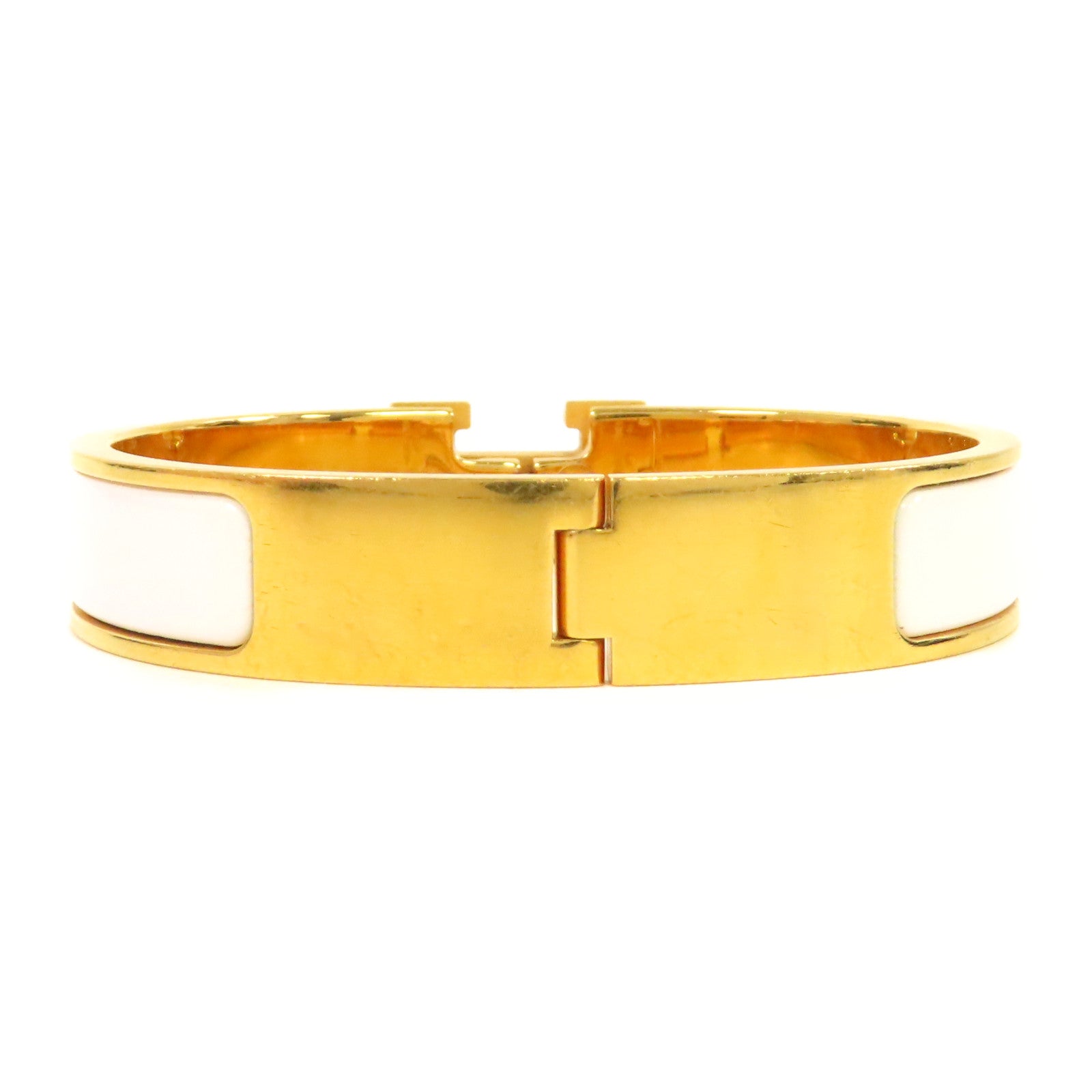 HERMES 金屬Clic H Bracelet手鐲金色/白色
