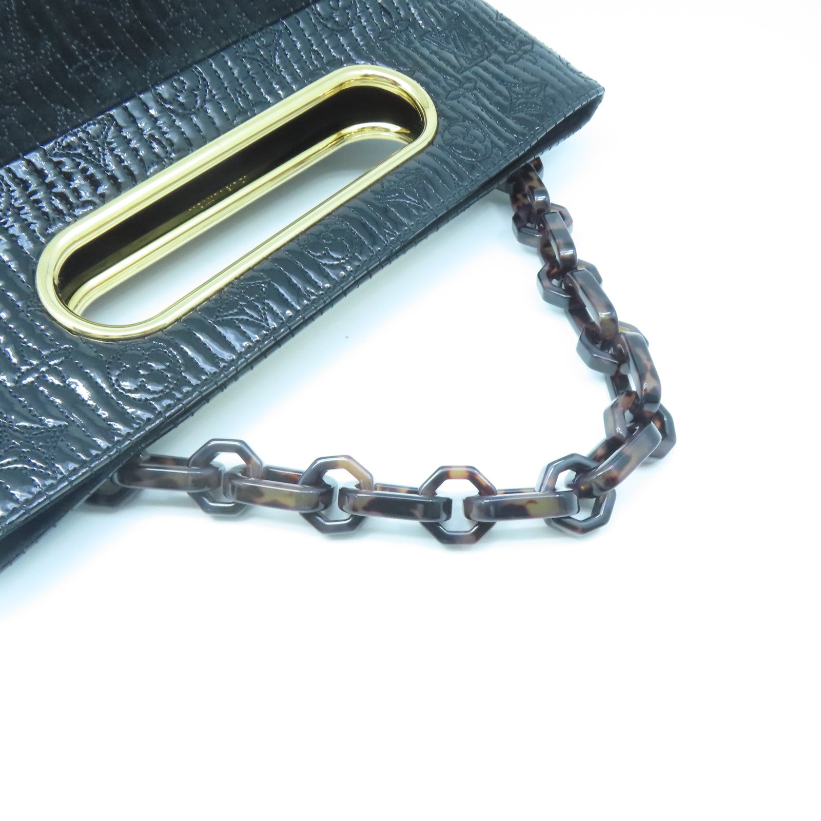 LOUIS VUITTON Monogram Motard Before Dark Chain Gold Buckle Chain Belt Handle Bag Black