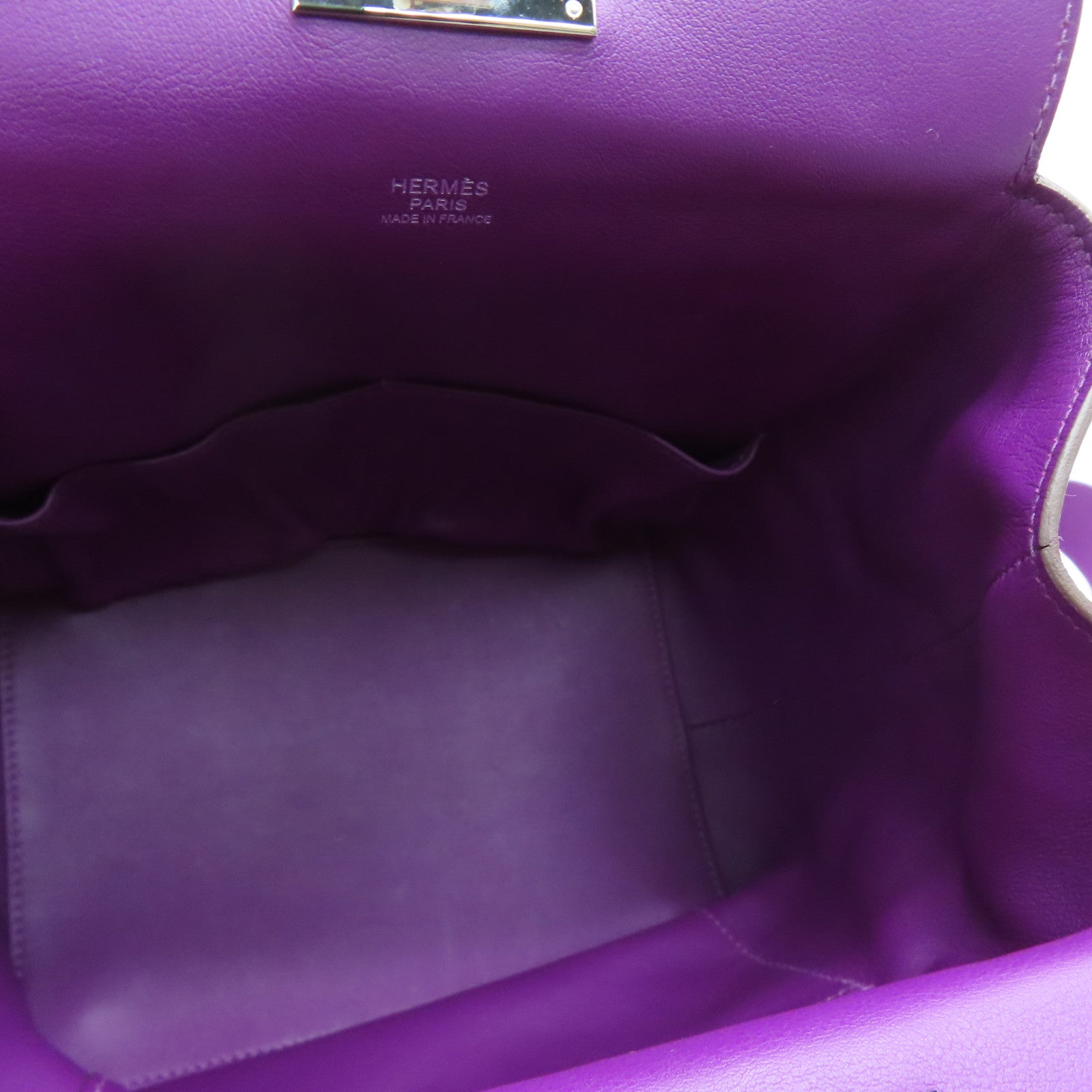 HERMES Swift Leather Toolbox 20 Silver Buckle Handle Shoulder Bag Sea Anemone Purple