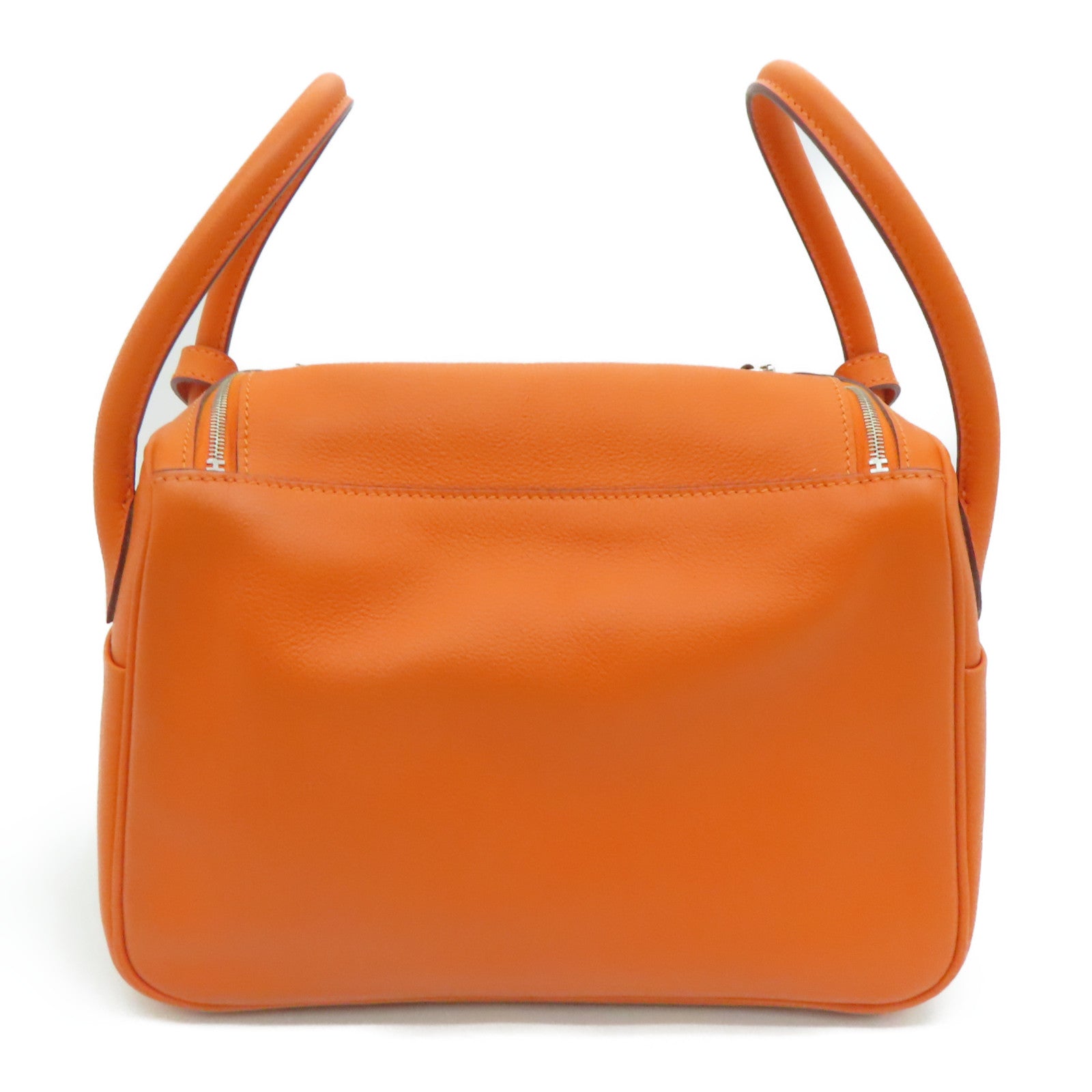 HERMES Evercolor皮革 SHW Lindy 26銀扣肩背袋橙色