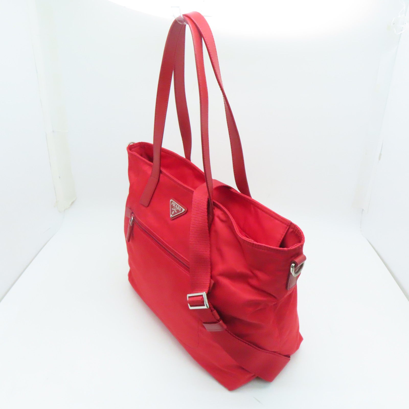 PRADA 尼龍2way Shoulder Bag銀扣手挽肩背兩用袋紅色