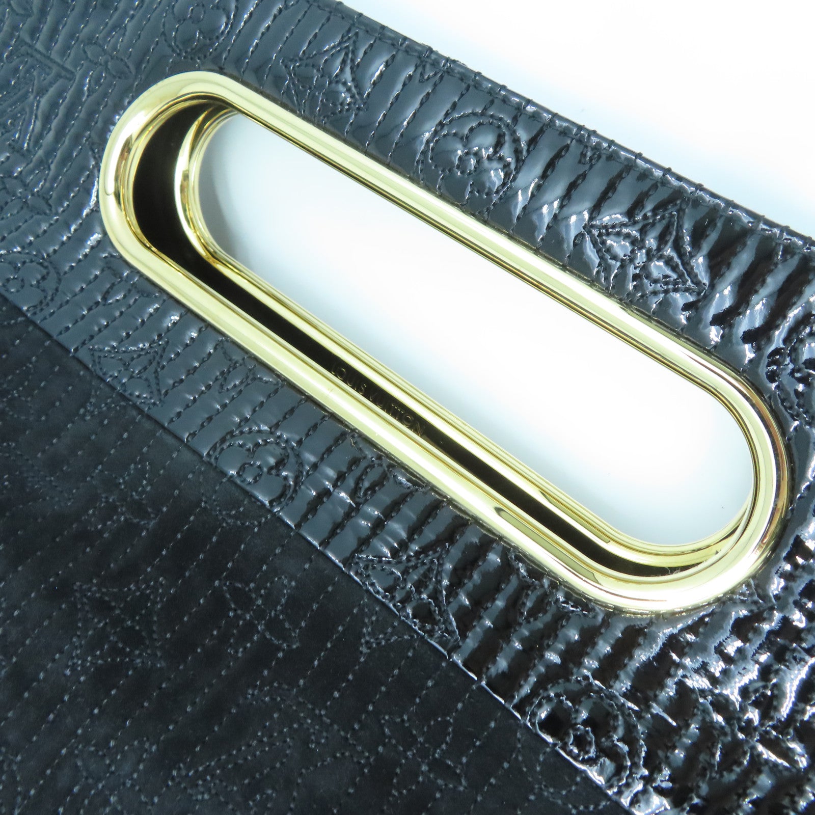 LOUIS VUITTON Monogram Motard Before Dark Chain Gold Buckle Chain Belt Handle Bag Black