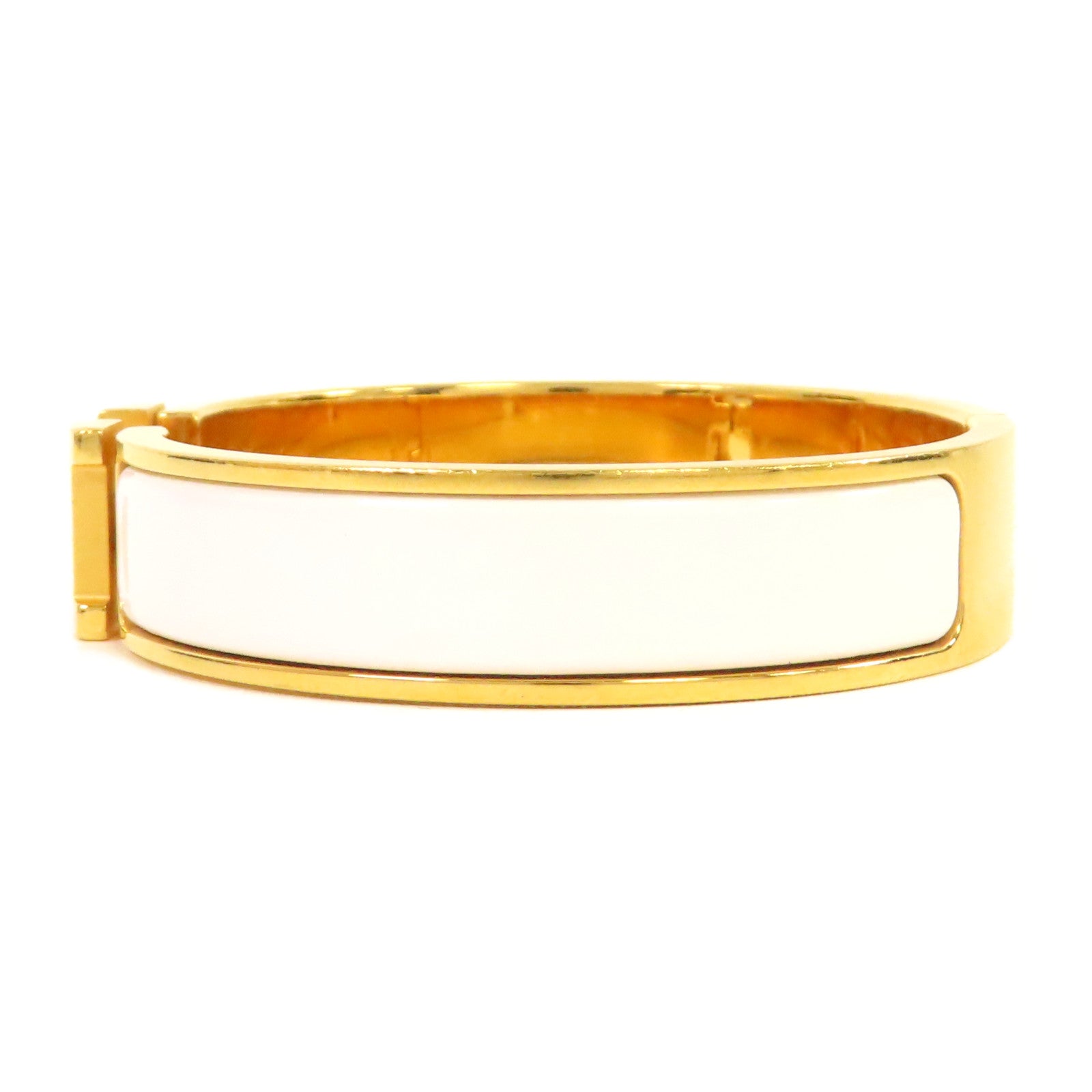 HERMES 金屬Clic H Bracelet手鐲金色/白色