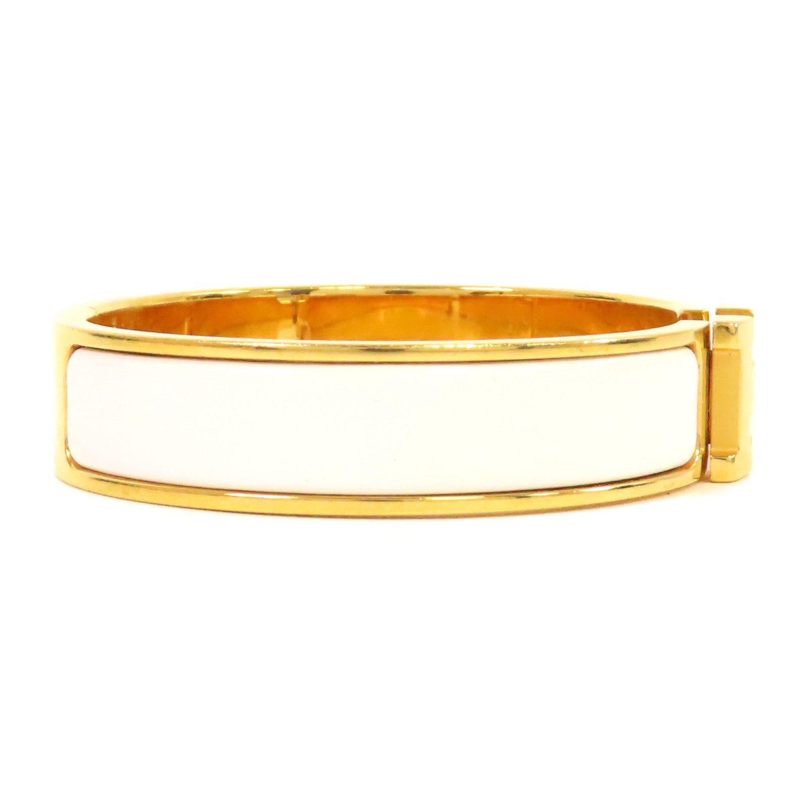 HERMES 金屬Clic H Bracelet手鐲金色/白色