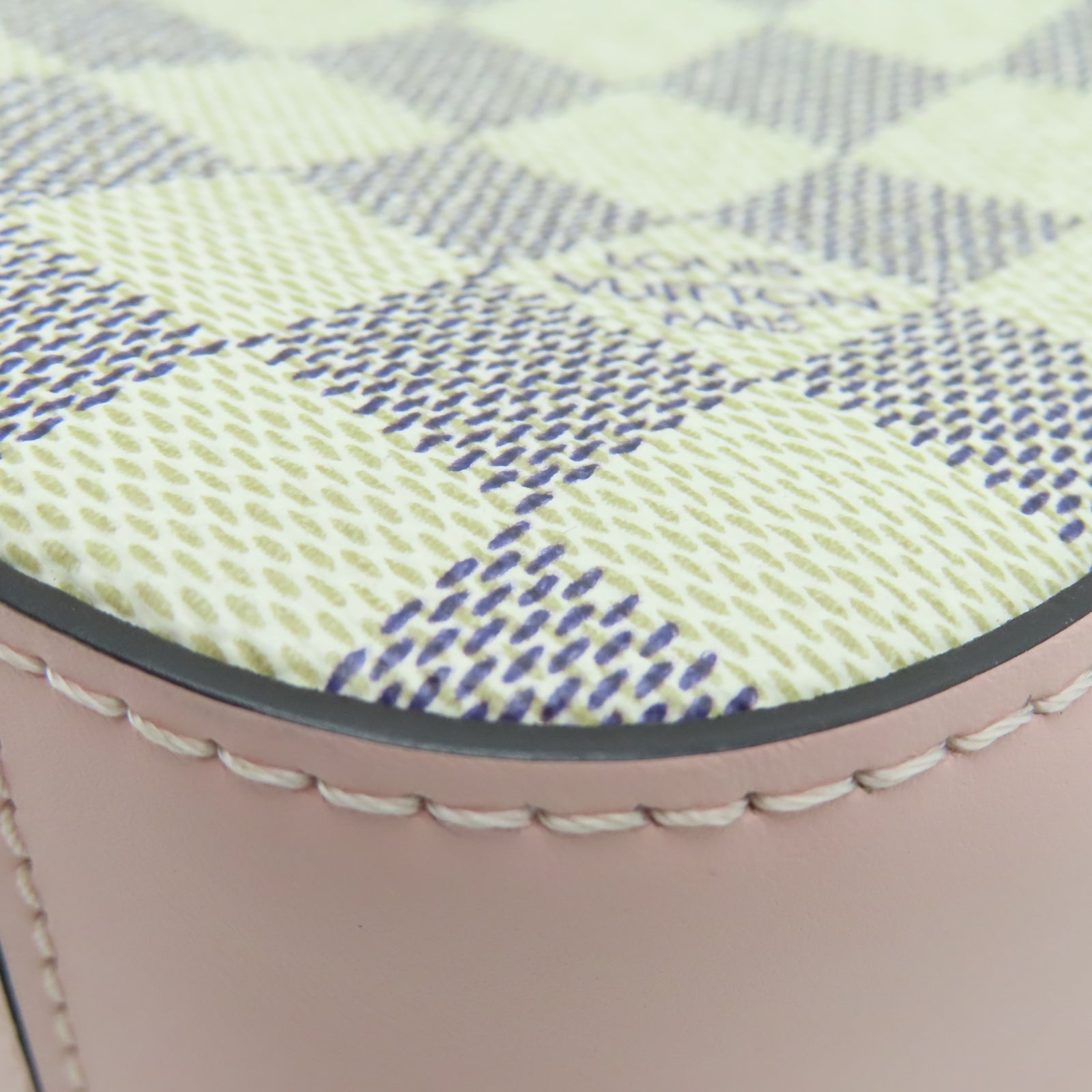 LOUIS VUITTON Damier Azur Saintonge金扣肩背袋白色/粉红色