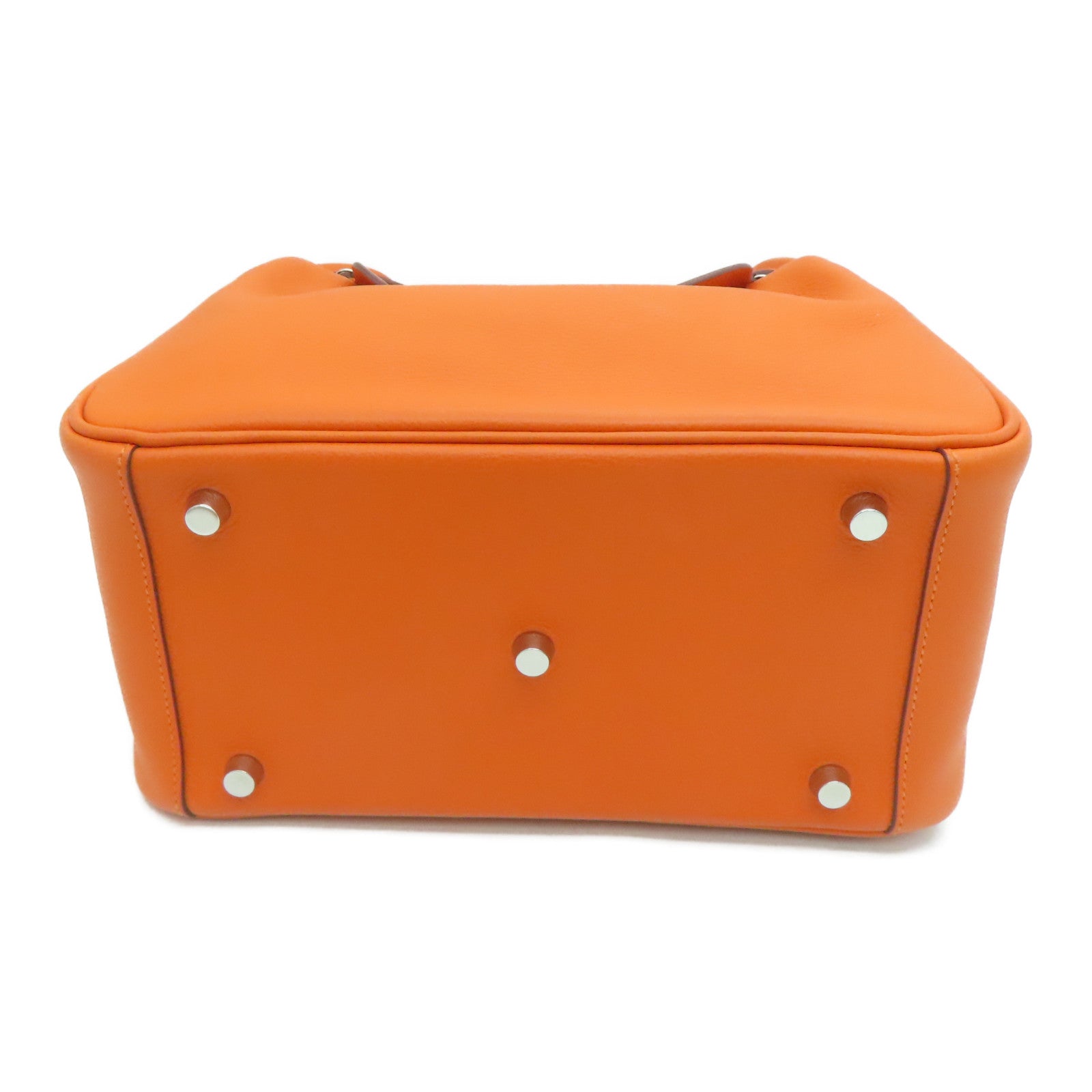 HERMES Evercolor皮革 SHW Lindy 26銀扣肩背袋橙色