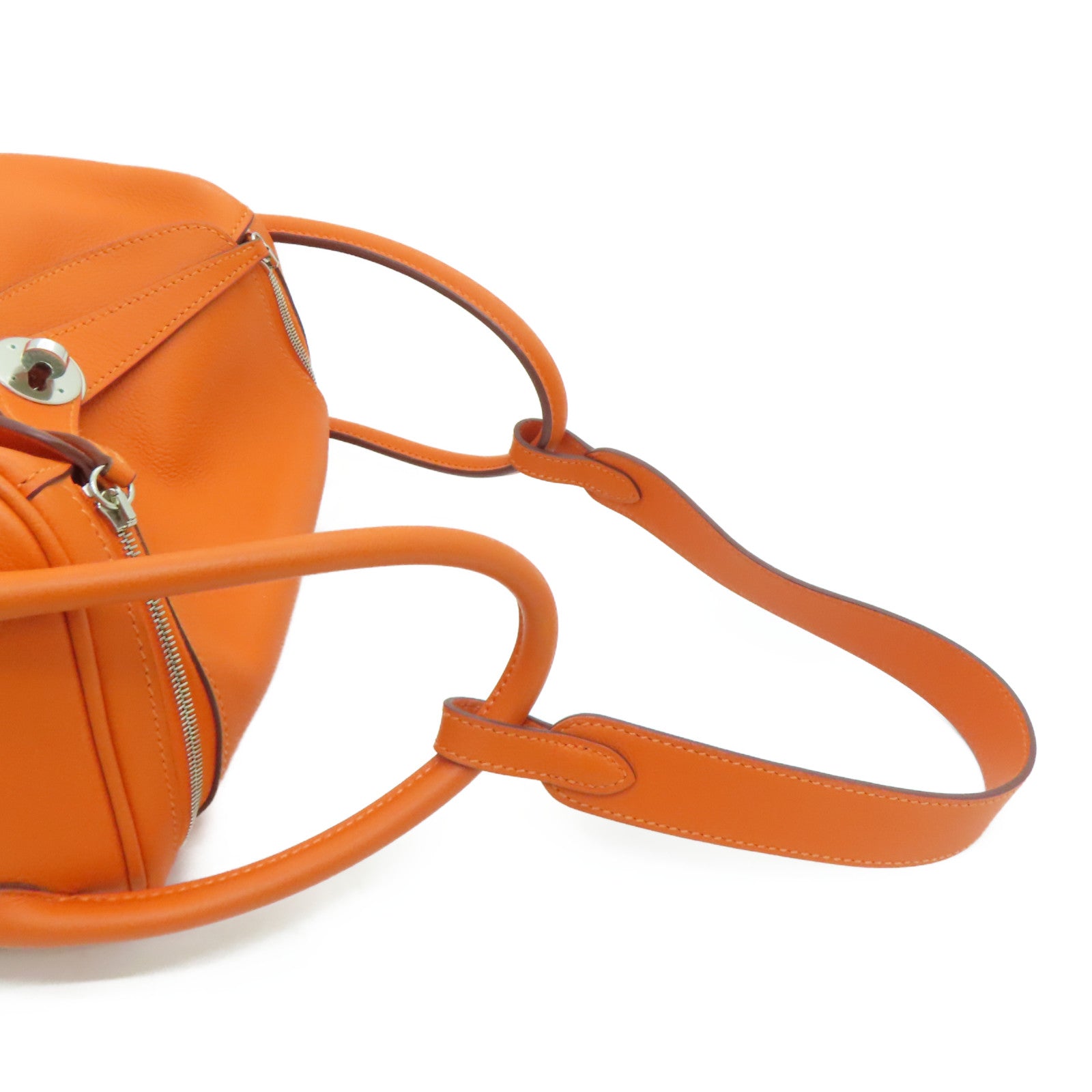 HERMES Evercolor皮革 SHW Lindy 26銀扣肩背袋橙色