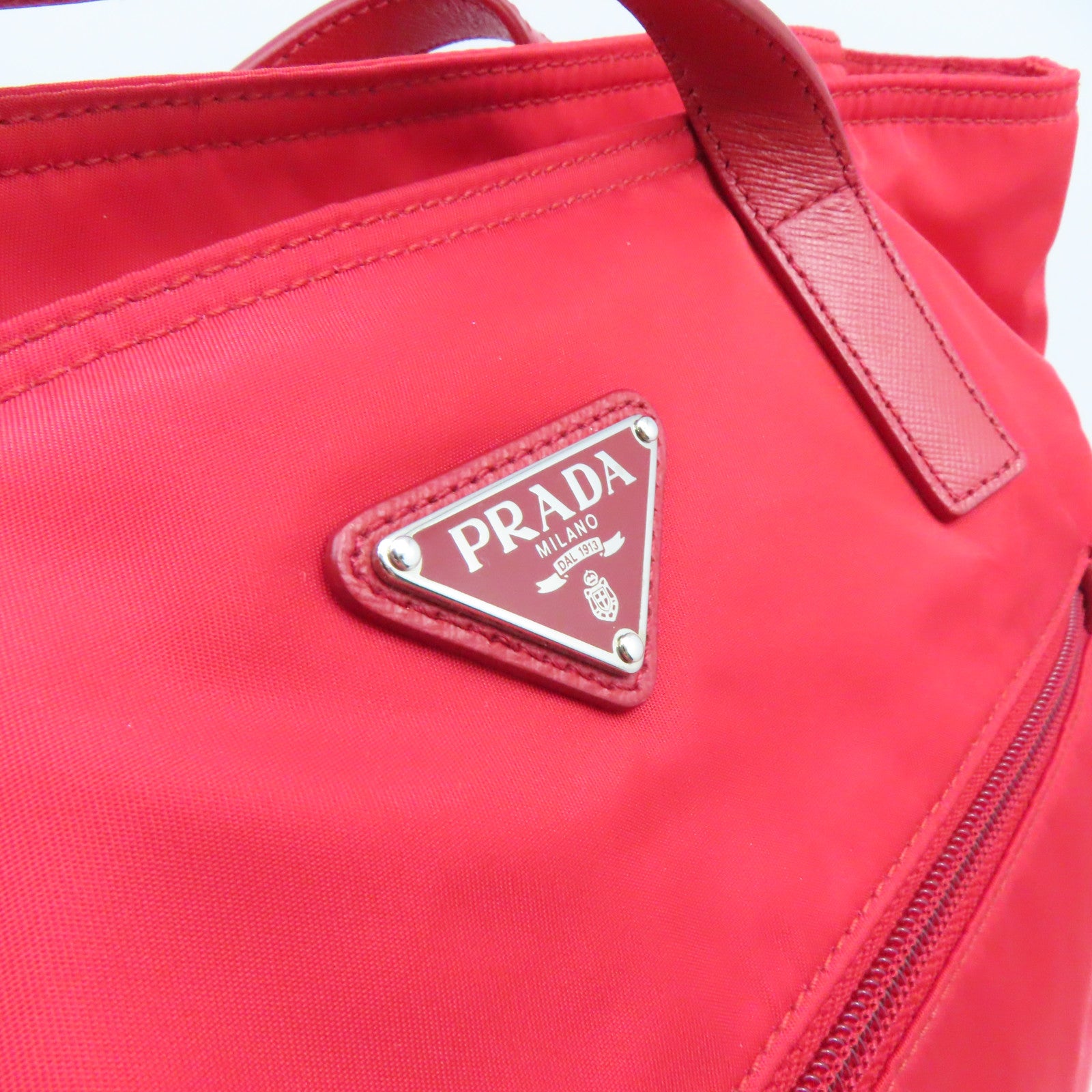 PRADA 尼龍2way Shoulder Bag銀扣手挽肩背兩用袋紅色