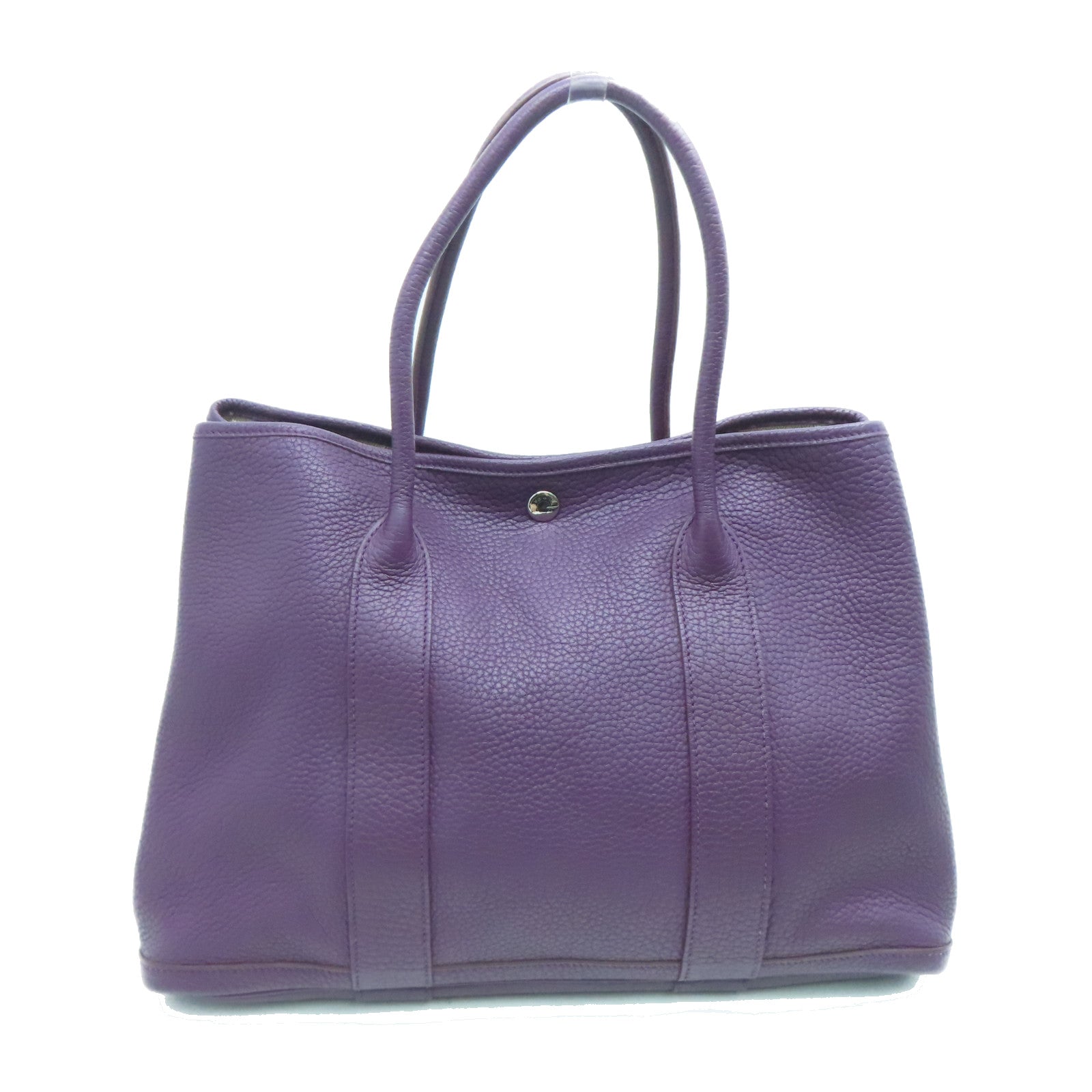 HERMES Negonda Leather GardenParty PM Silver Buckle Handle Bag Alligator Purple