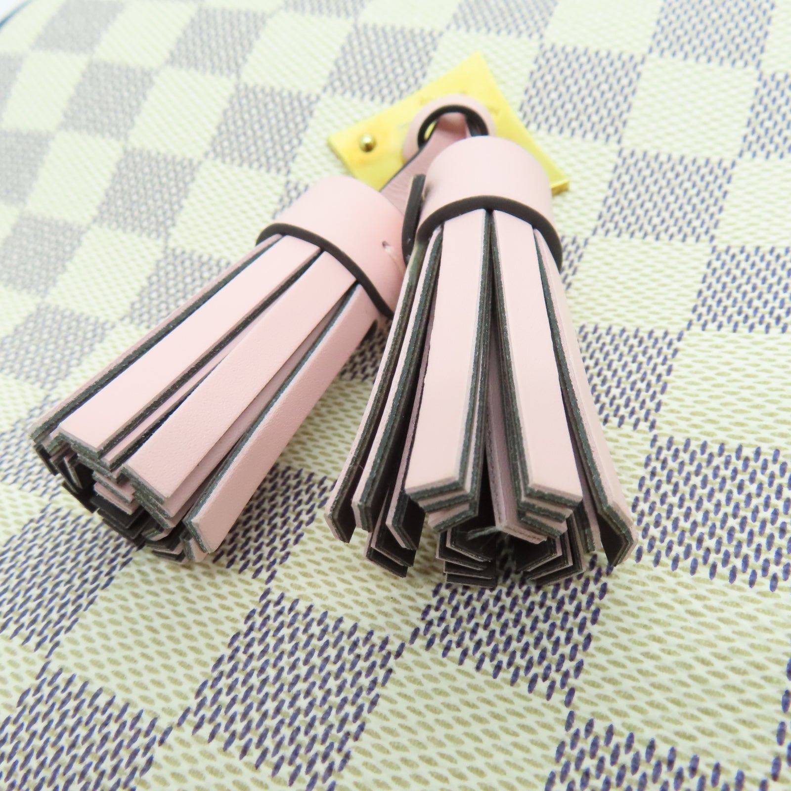 LOUIS VUITTON Damier Azur Saintonge金扣肩背袋白色/粉红色
