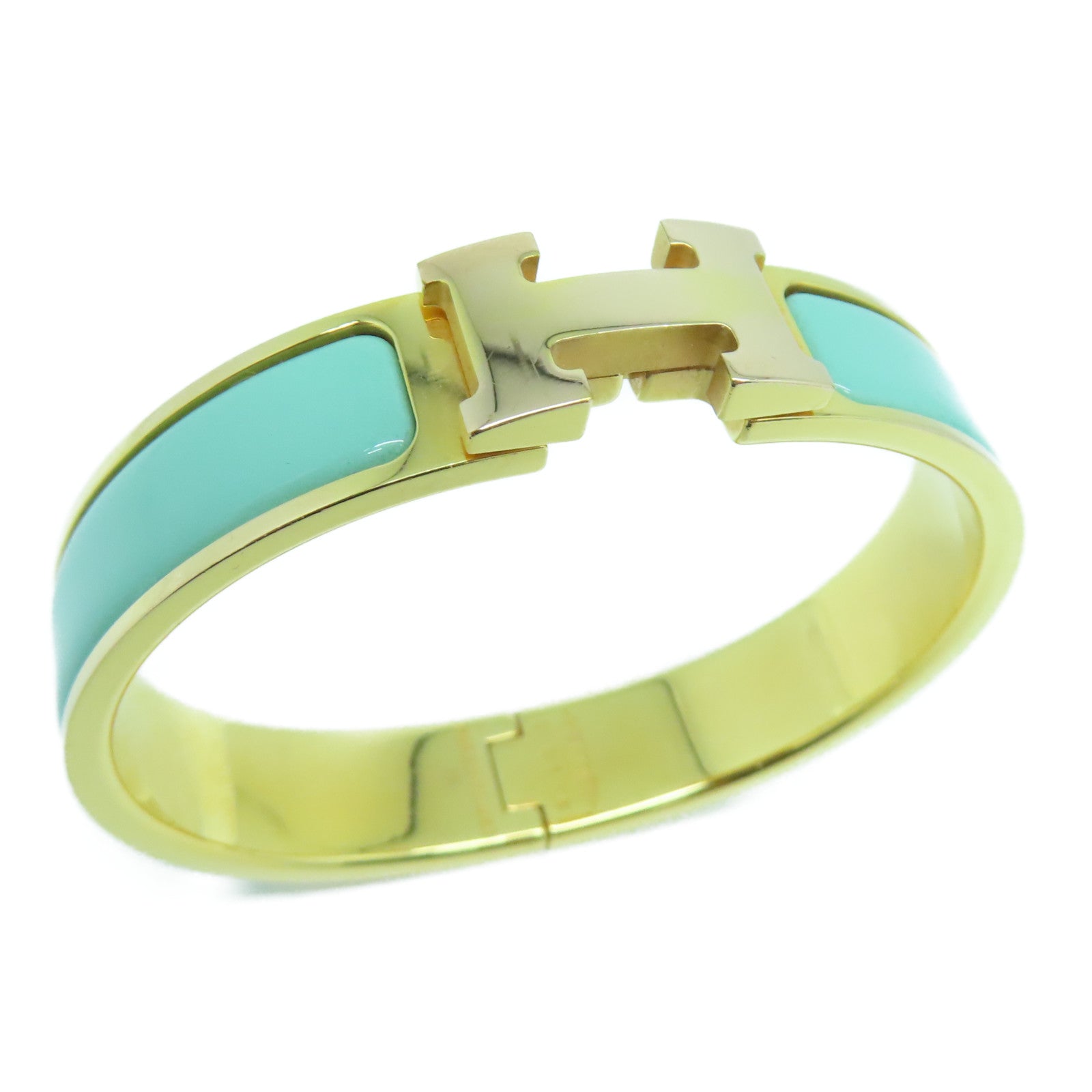 HERMES 金屬H Bangle金扣手鐲藍色