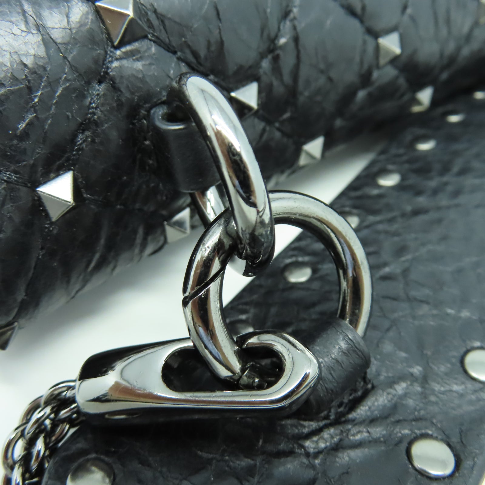 Valentino 牛皮皮革Shoulder Bag銀扣鏈帶肩背袋黑色