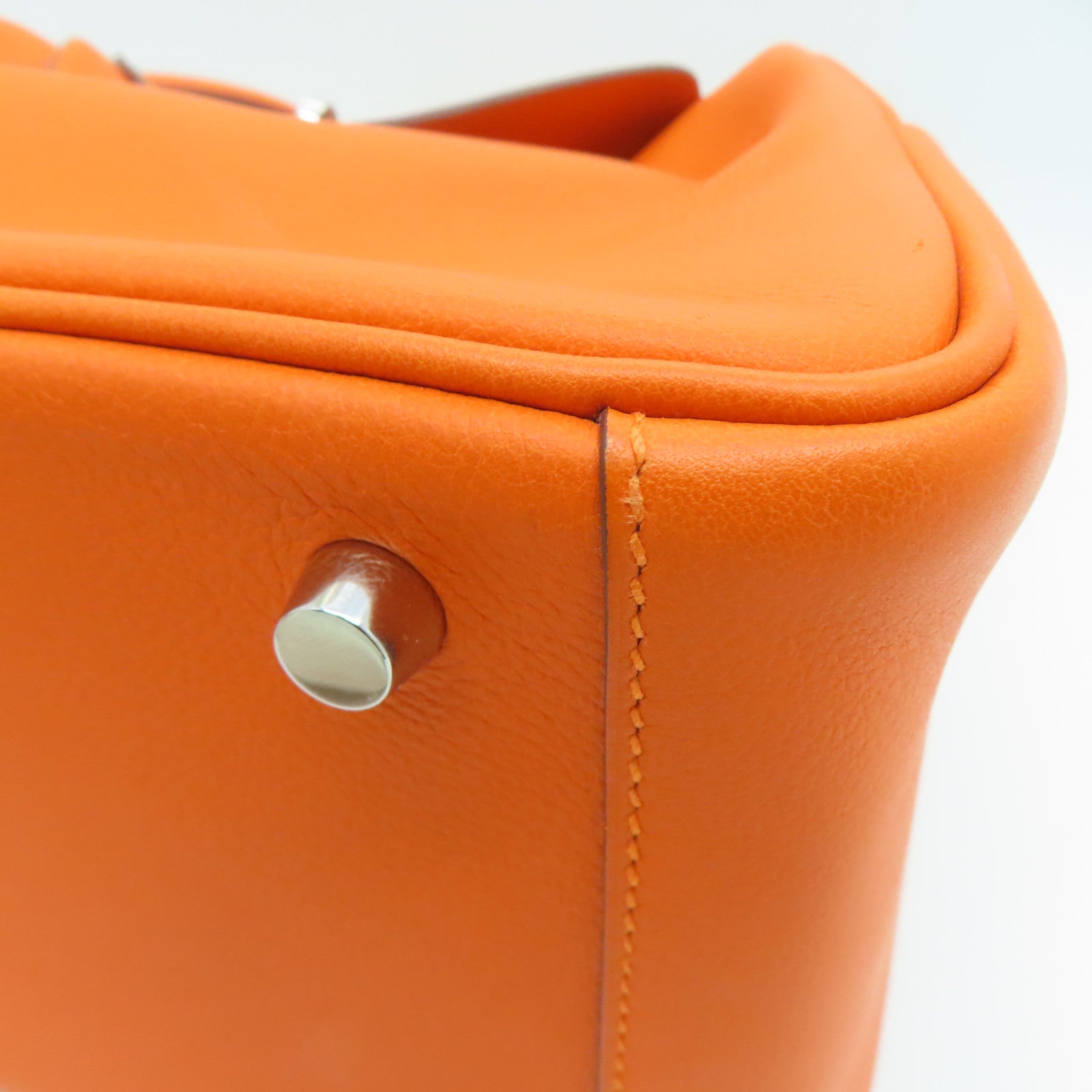 HERMES Evercolor皮革 SHW Lindy 26銀扣肩背袋橙色