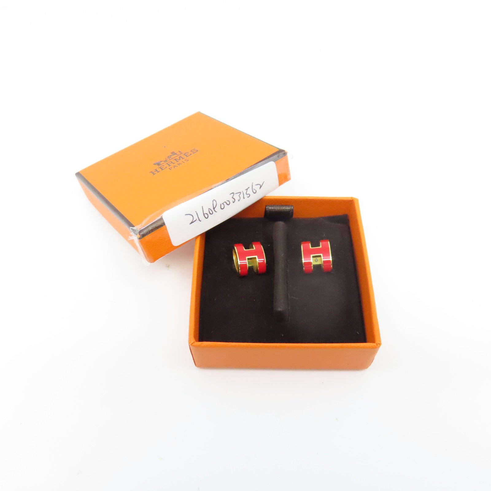 HERMES 【激減優惠】金屬Pop H Earrings耳環紅色/金色