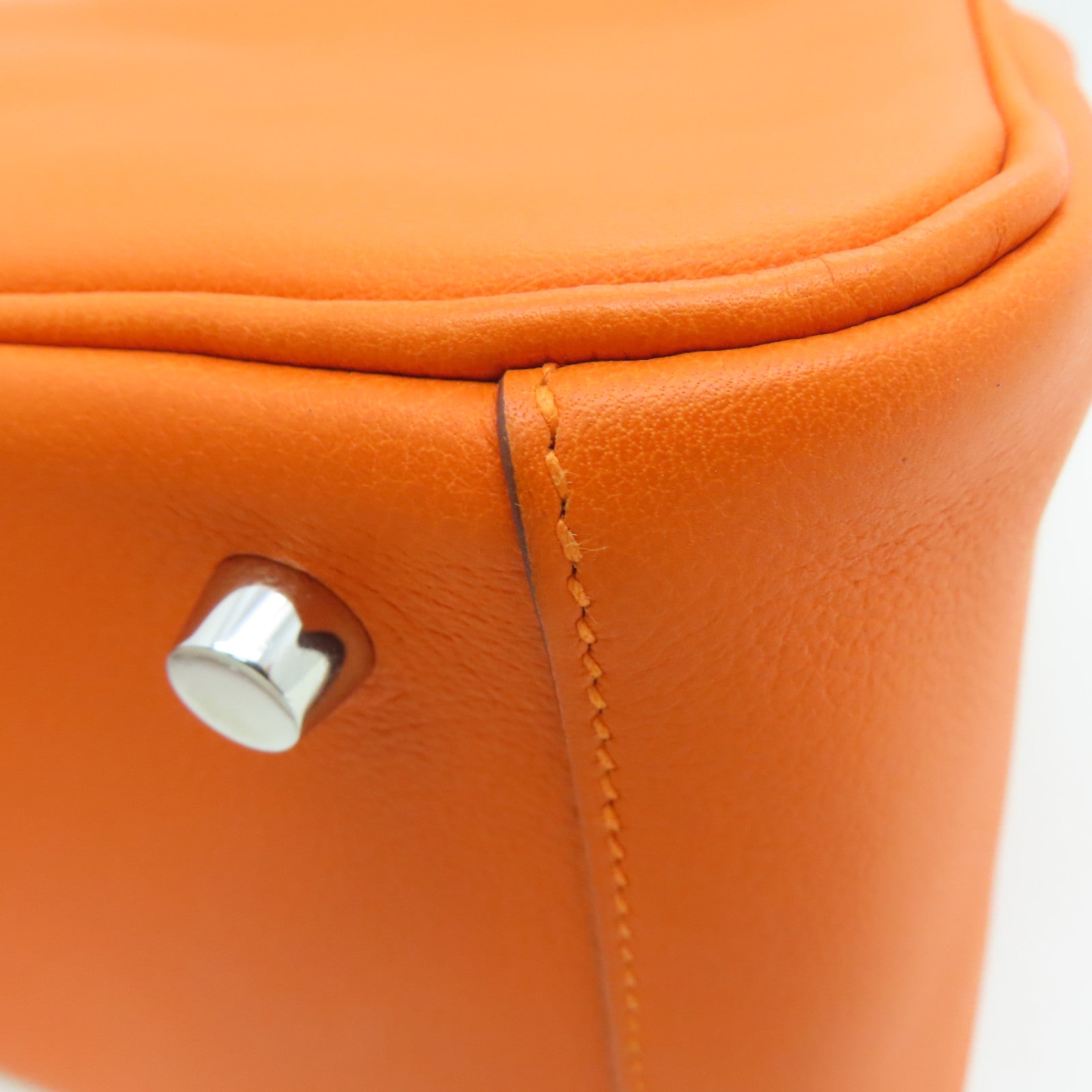 HERMES Evercolor皮革 SHW Lindy 26銀扣肩背袋橙色