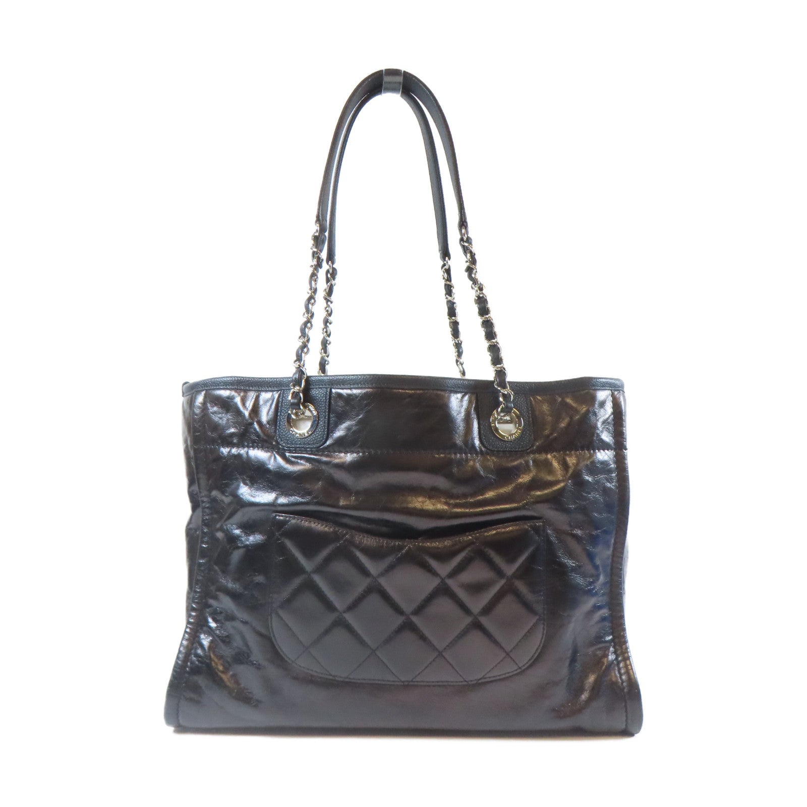 CHANEL 牛皮皮革31 Rue Cambon Chain Shoulder銀扣鏈帶肩背袋黑色