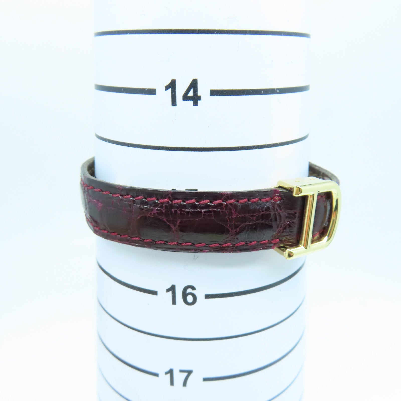 CARTIER Baignoire Watch鱷魚皮革帶/18K黃金手錶石英機芯白色