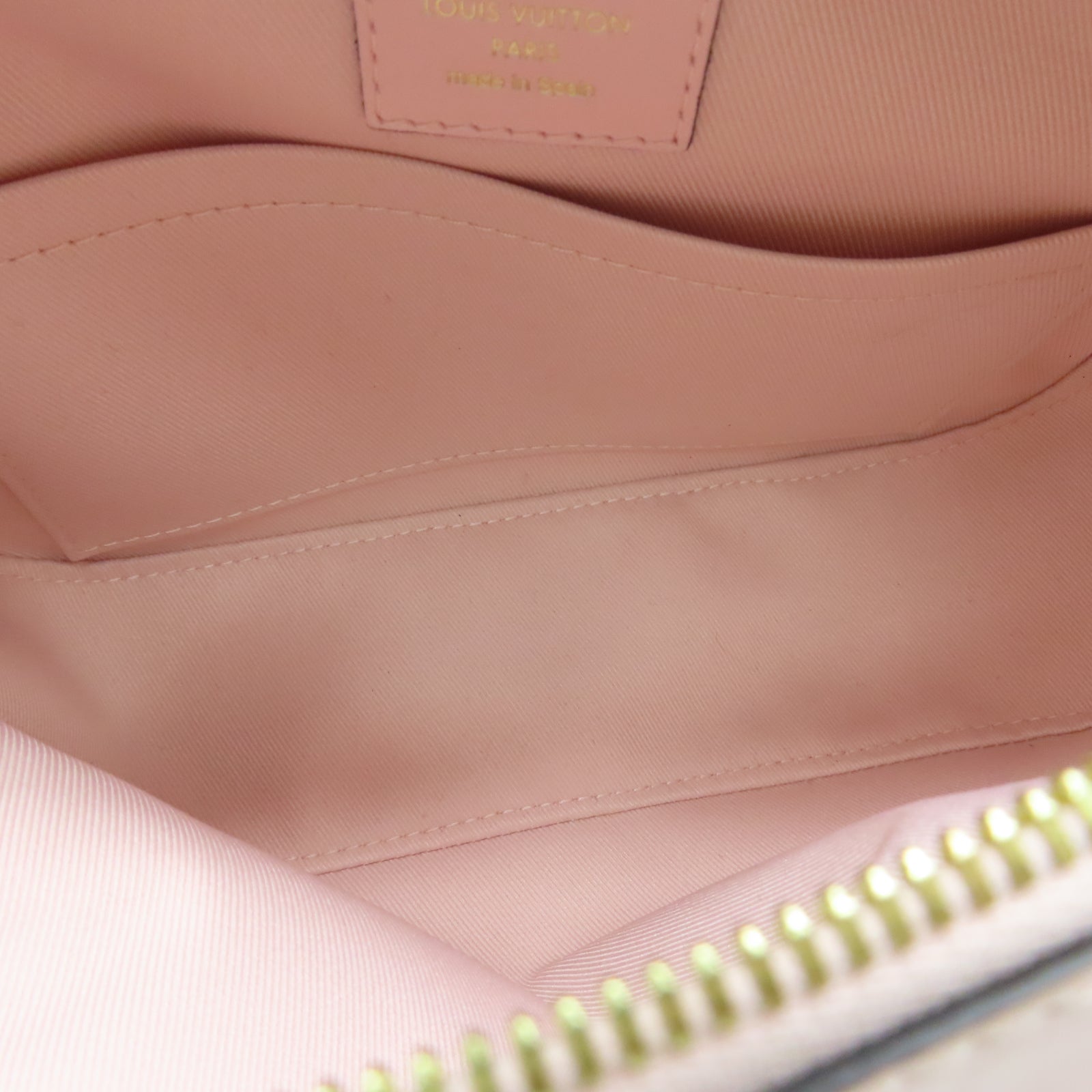 LOUIS VUITTON Damier Azur Saintonge金扣肩背袋白色/粉红色