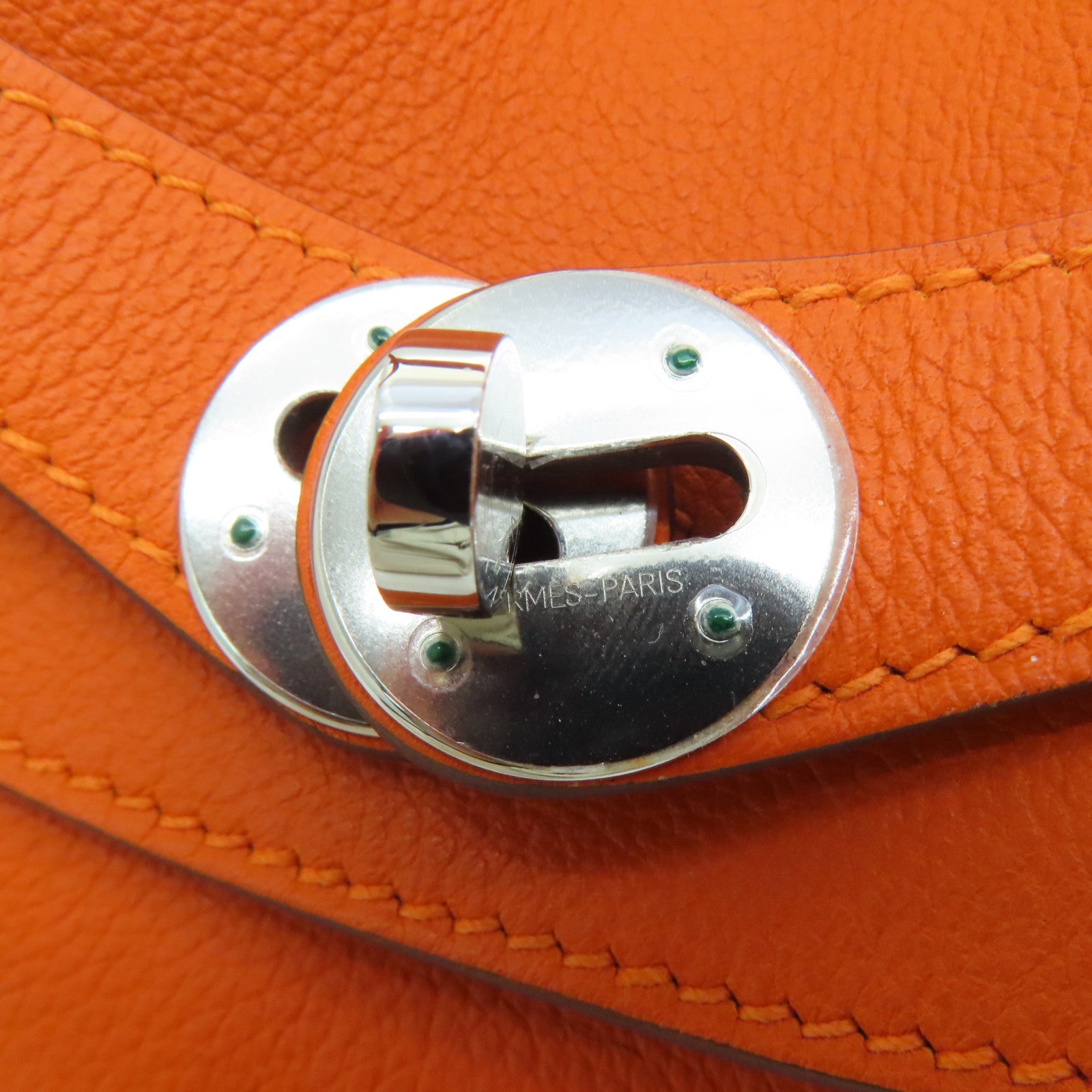 HERMES Evercolor皮革 SHW Lindy 26銀扣肩背袋橙色