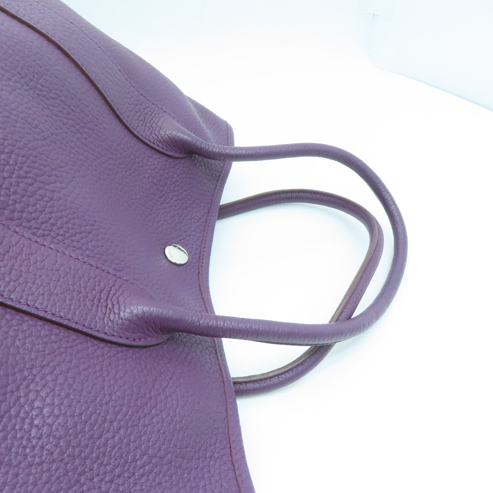 HERMES Negonda Leather GardenParty PM Silver Buckle Handle Bag Alligator Purple