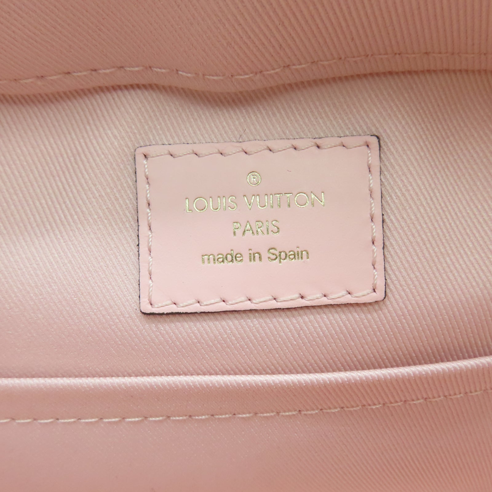 LOUIS VUITTON Damier Azur Saintonge金扣肩背袋白色/粉红色