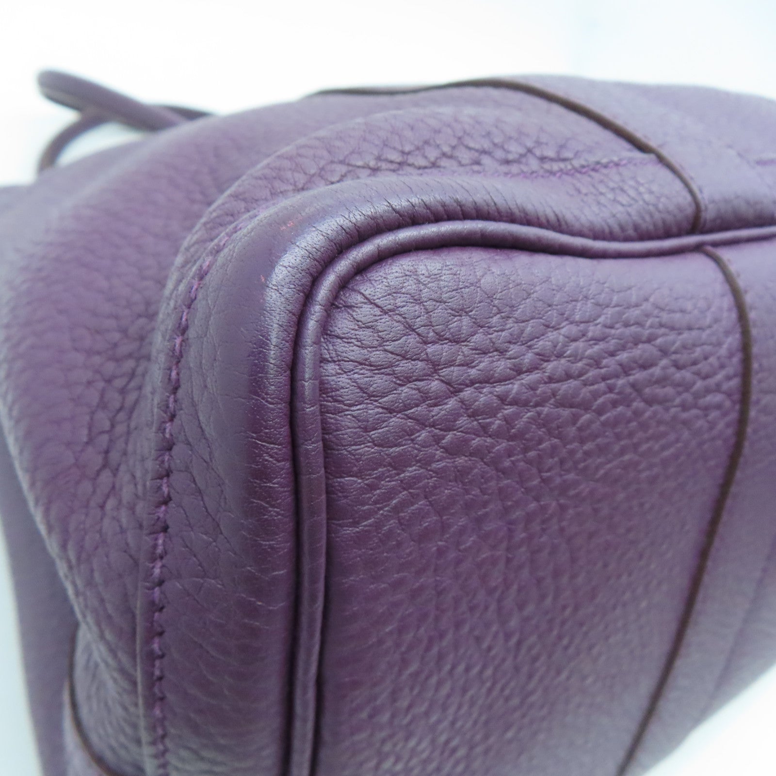 HERMES Negonda Leather GardenParty PM Silver Buckle Handle Bag Alligator Purple