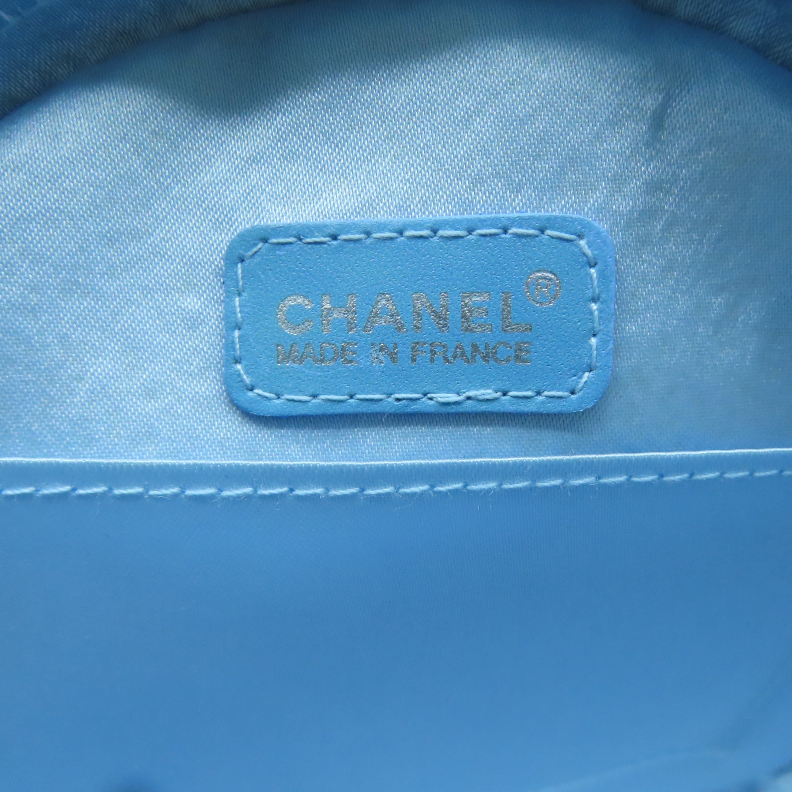 CHANEL 帆布New Travel Line Pouch銀扣手拿包藍色