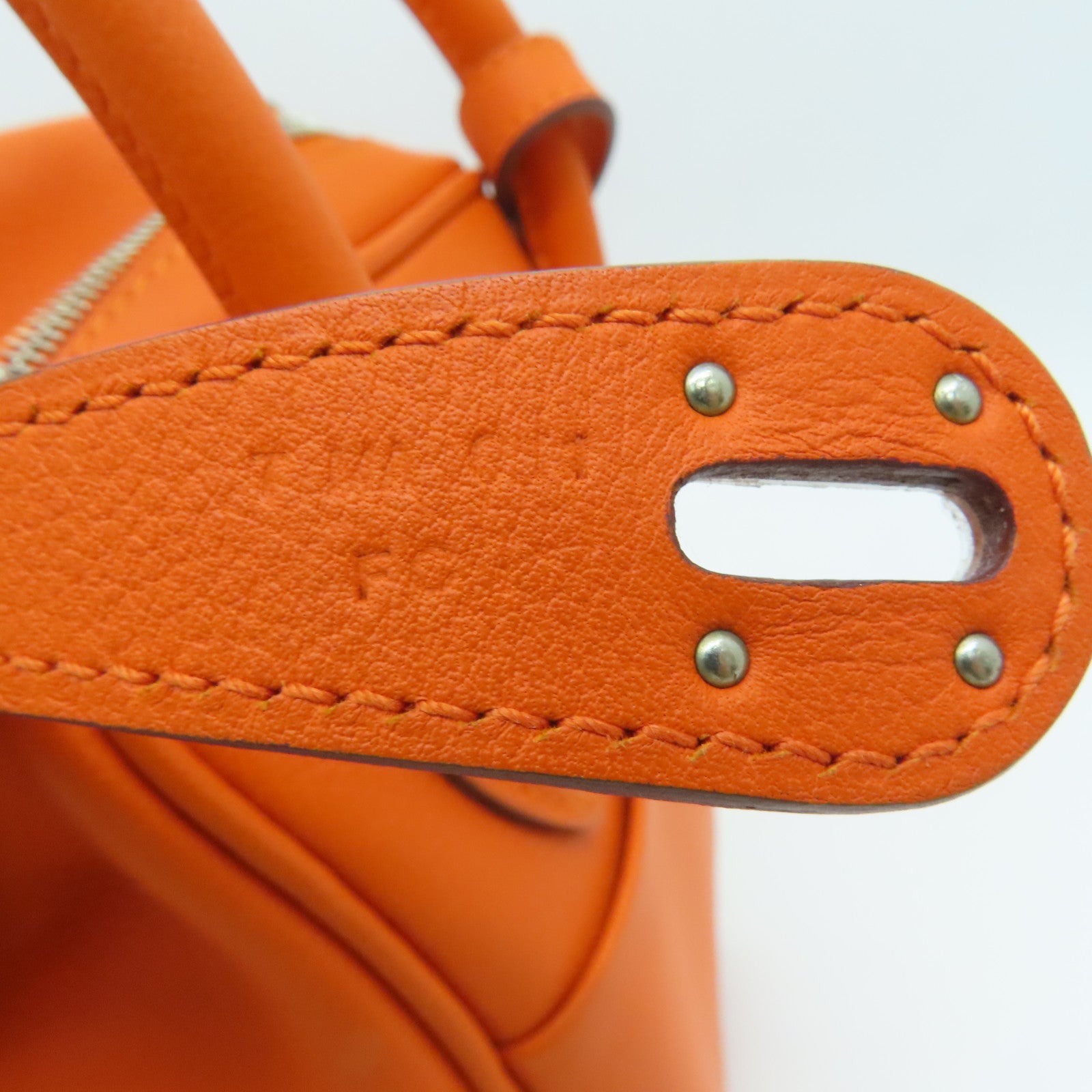 HERMES Evercolor皮革 SHW Lindy 26銀扣肩背袋橙色
