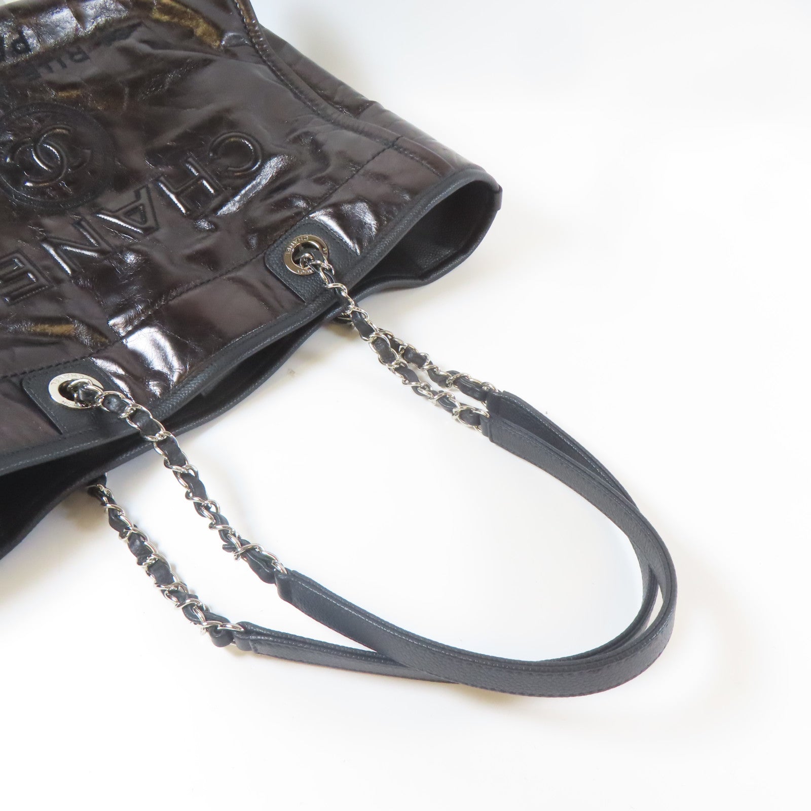 CHANEL 牛皮皮革31 Rue Cambon Chain Shoulder銀扣鏈帶肩背袋黑色