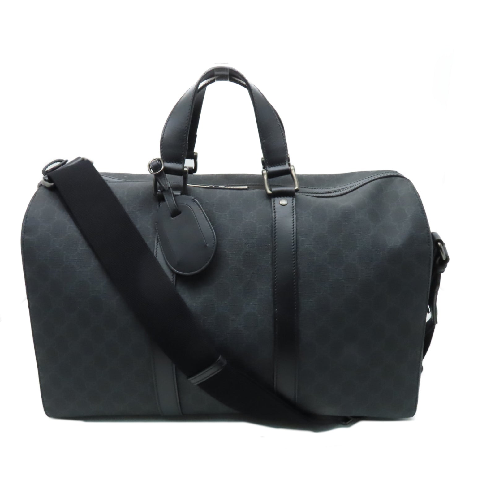 GUCCI 塗層帆布2way Shoulder Bag銀扣手挽肩背兩用袋黒色