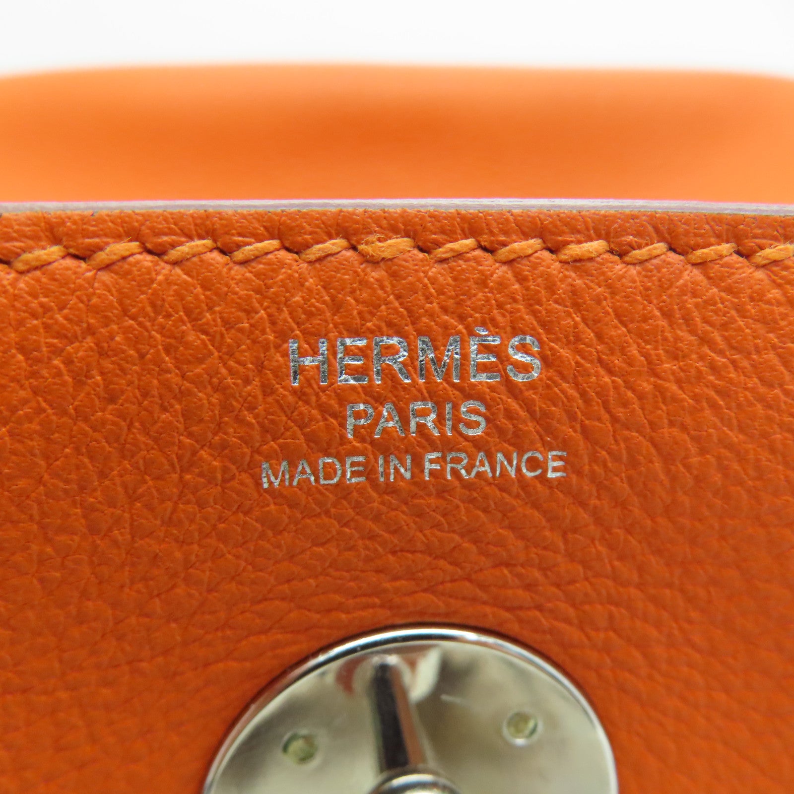 HERMES Evercolor皮革 SHW Lindy 26銀扣肩背袋橙色