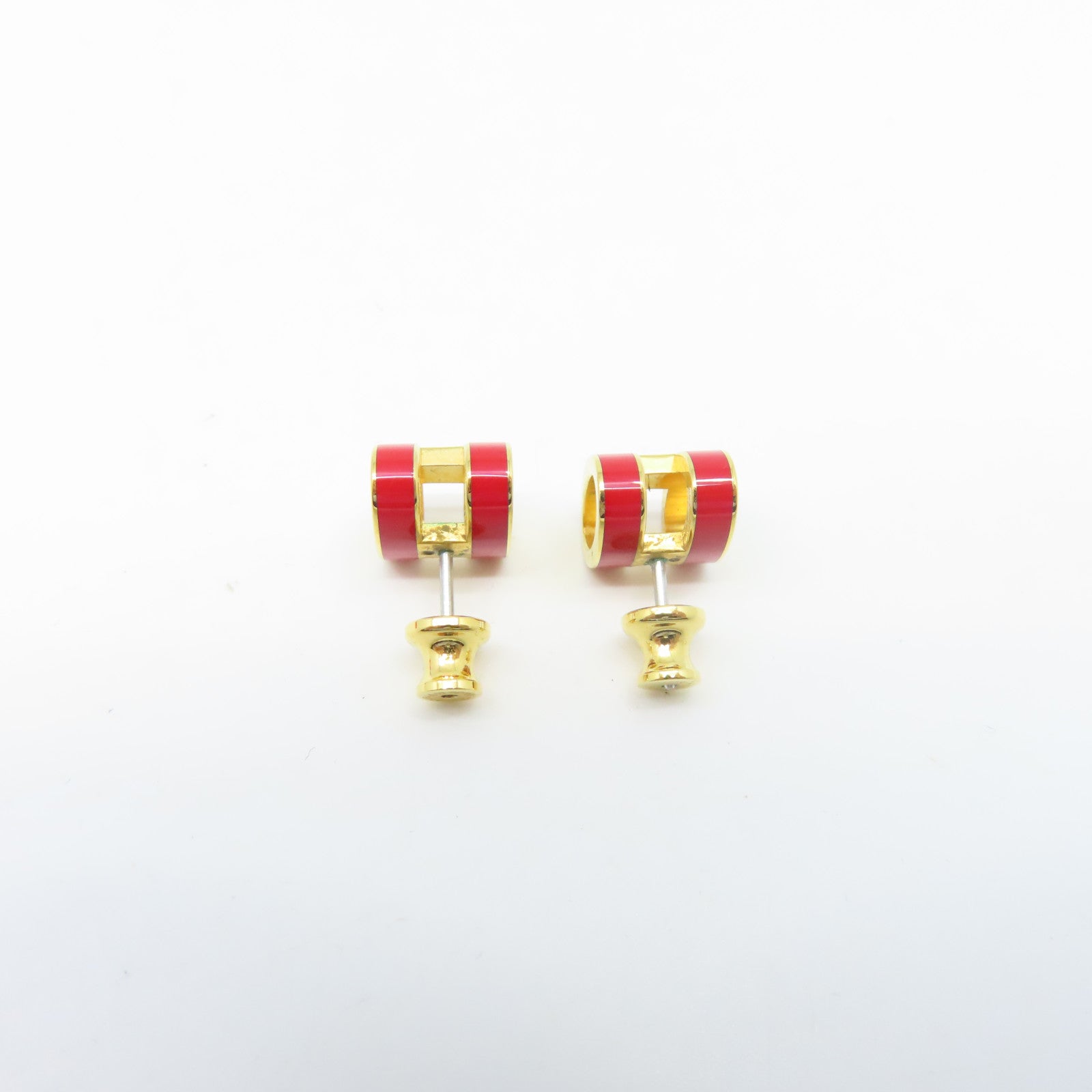 HERMES 【激減優惠】金屬Pop H Earrings耳環紅色/金色
