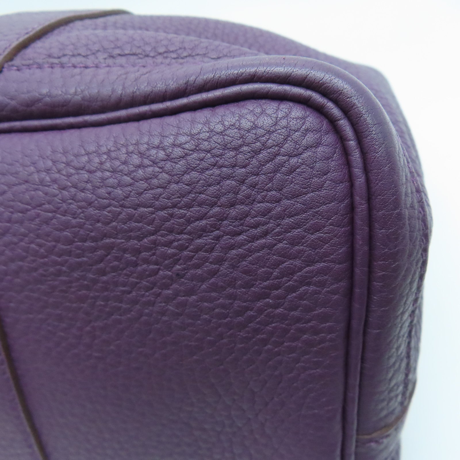 HERMES Negonda Leather GardenParty PM Silver Buckle Handle Bag Alligator Purple