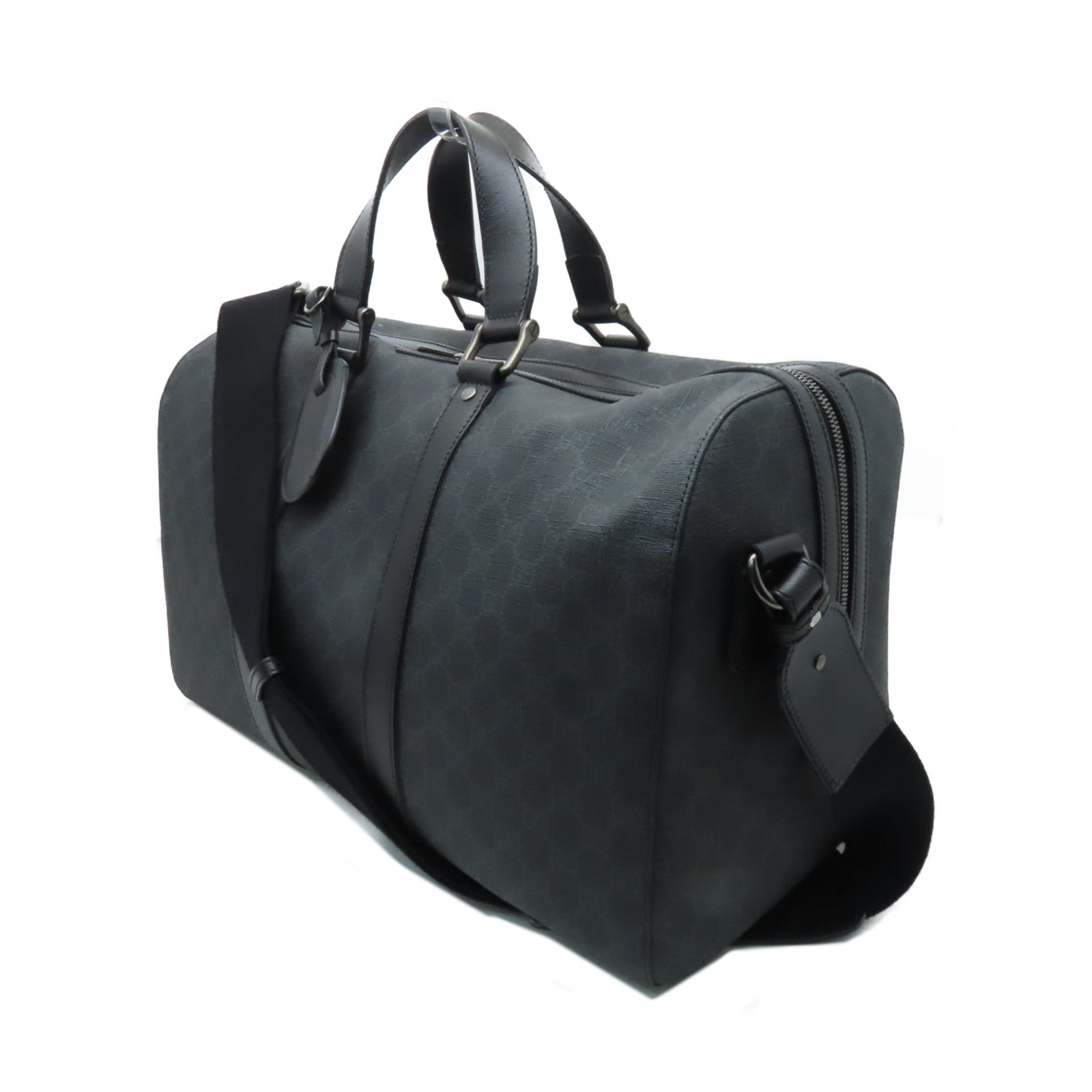 GUCCI 塗層帆布2way Shoulder Bag銀扣手挽肩背兩用袋黒色