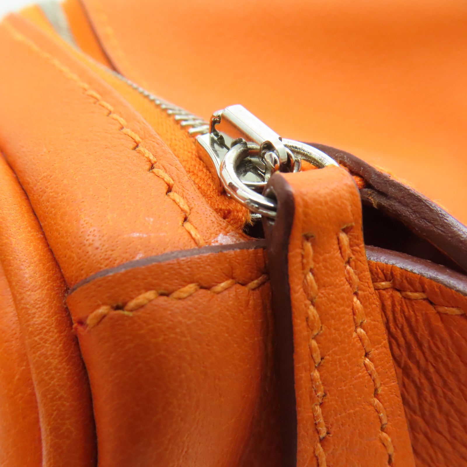 HERMES Evercolor皮革 SHW Lindy 26銀扣肩背袋橙色