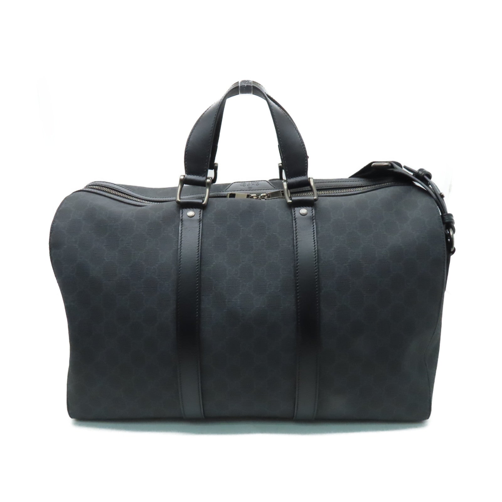 GUCCI 塗層帆布2way Shoulder Bag銀扣手挽肩背兩用袋黒色