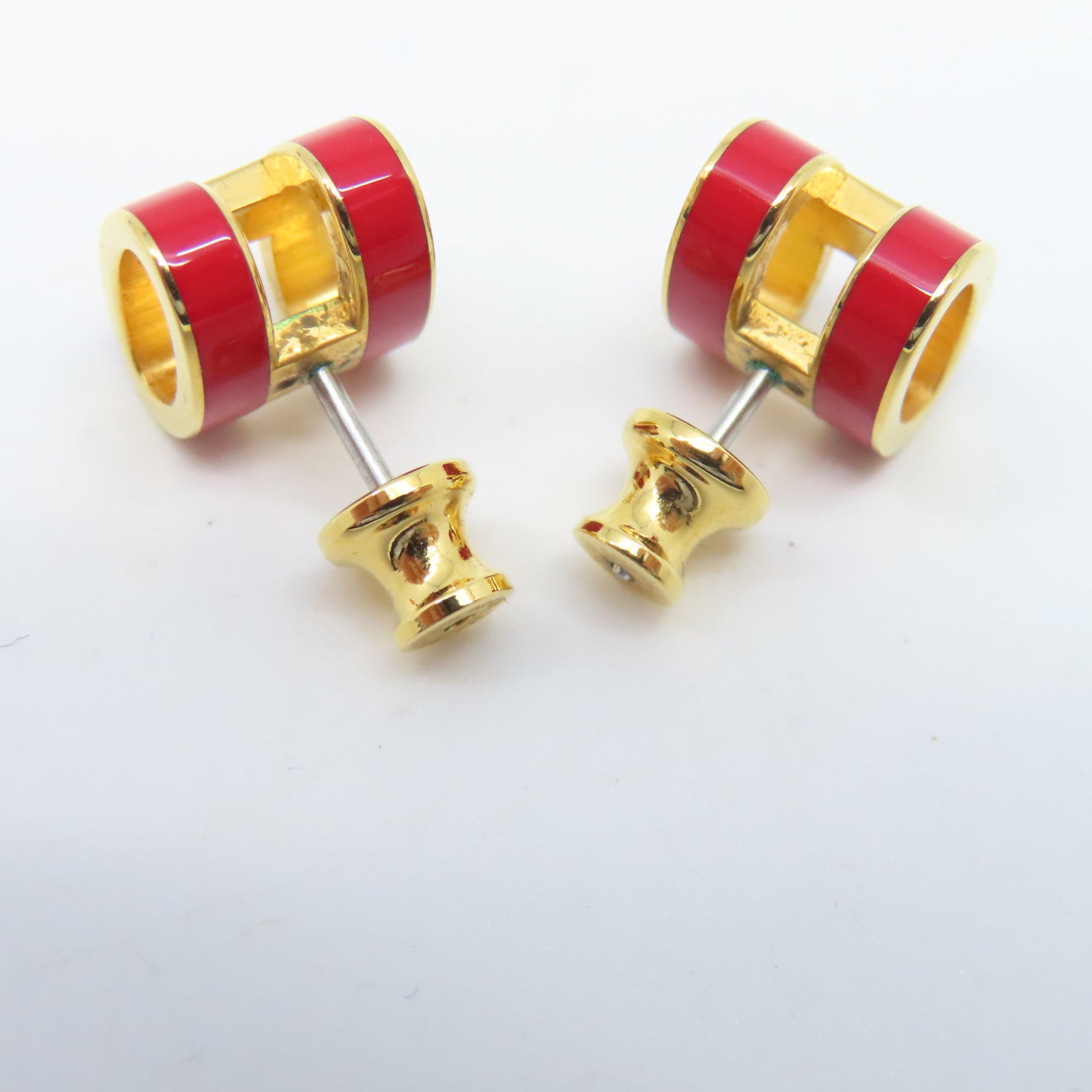 HERMES 【激減優惠】金屬Pop H Earrings耳環紅色/金色