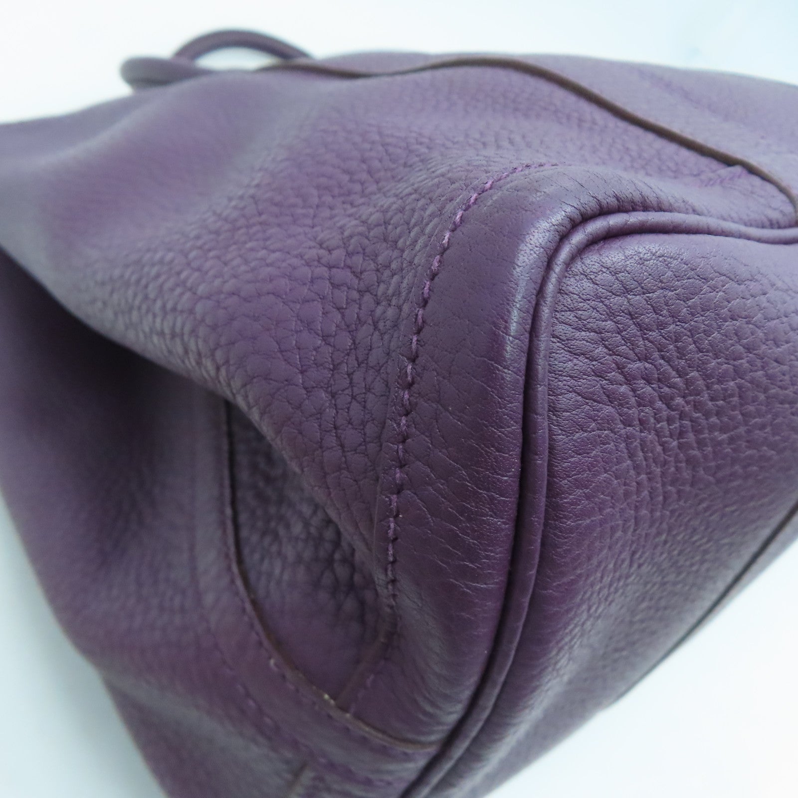 HERMES Negonda Leather GardenParty PM Silver Buckle Handle Bag Alligator Purple