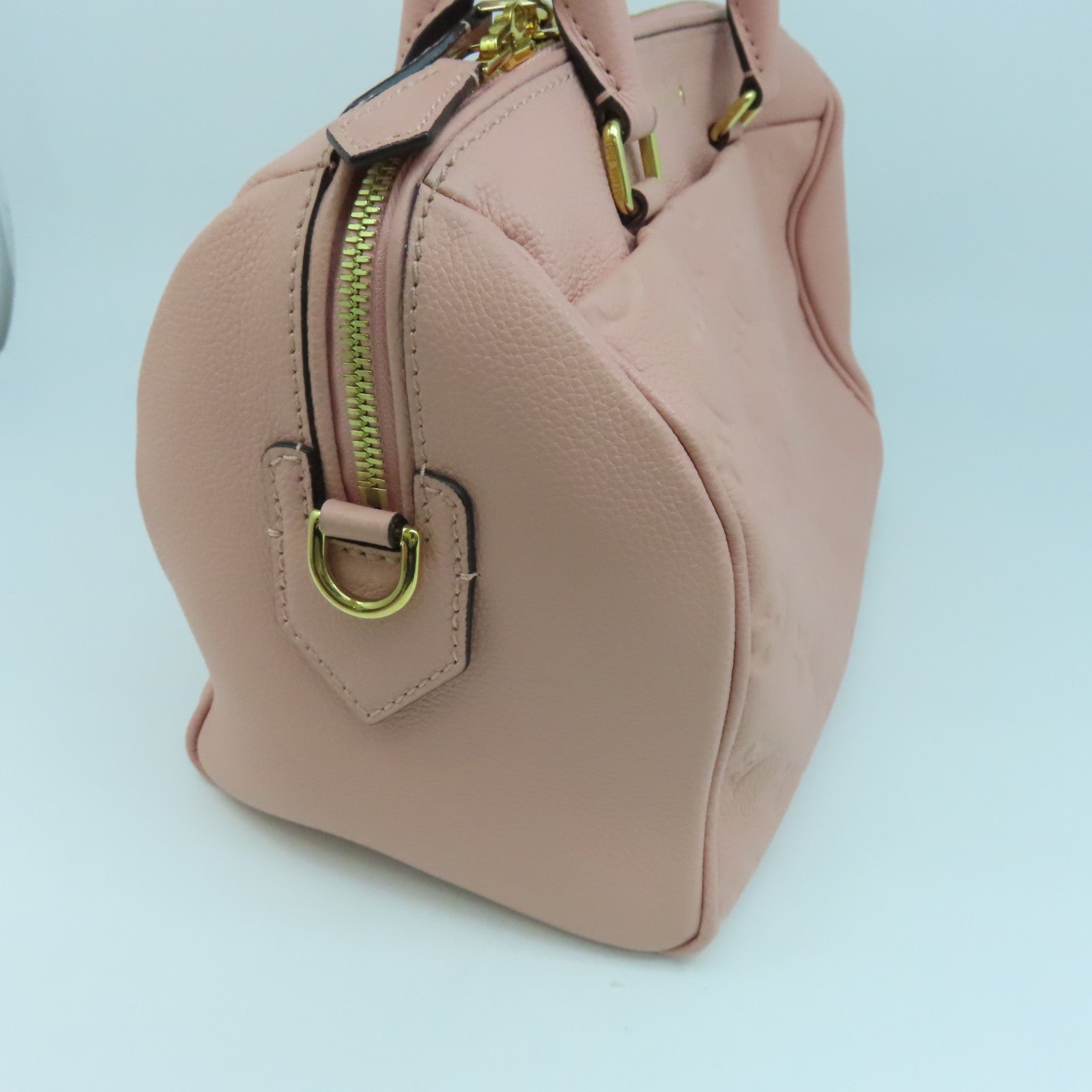LOUIS VUITTON Monogram Empreinte Speedy Bandouliere 25金扣手挽肩背兩用袋粉紅色