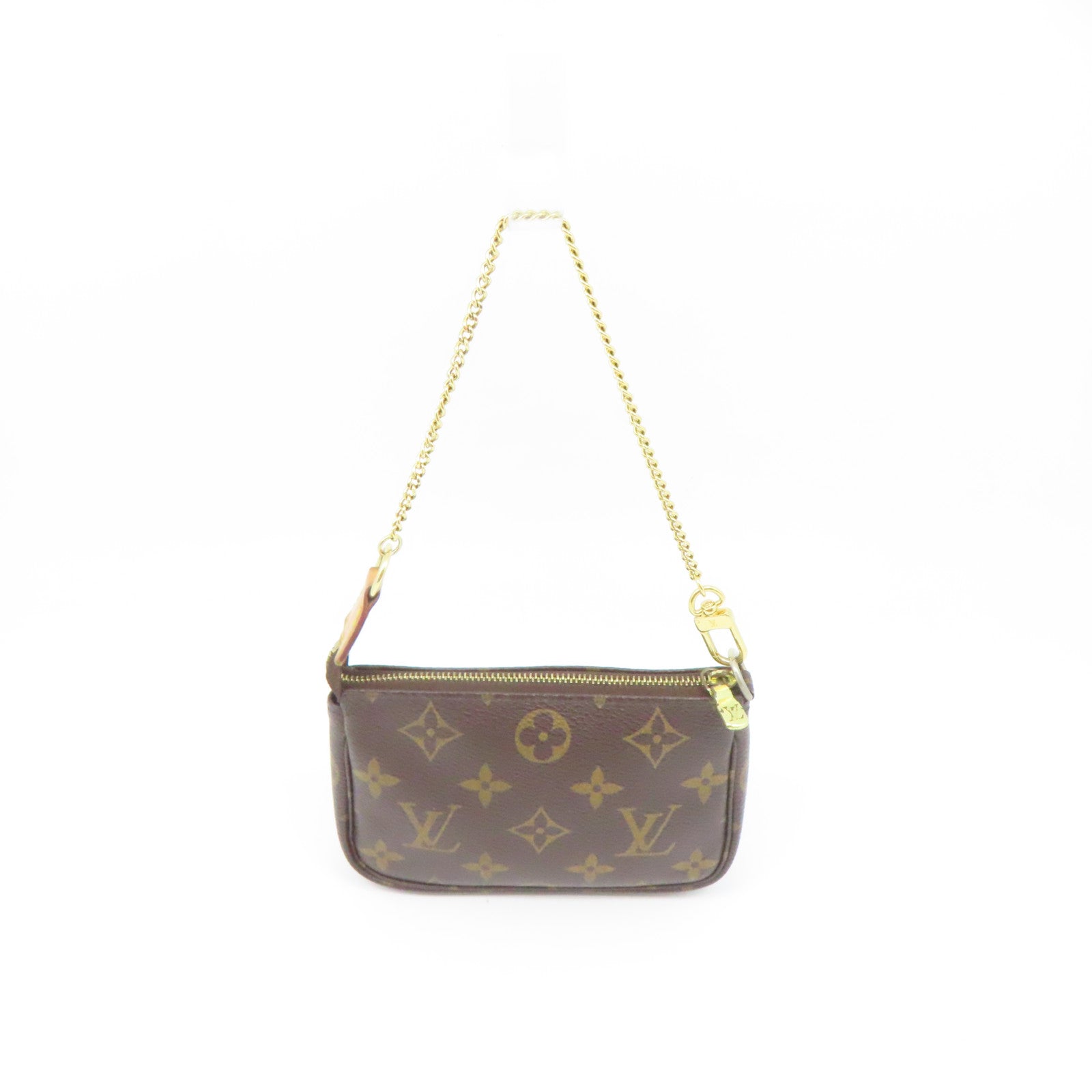 LOUIS VUITTON 【激減優惠】Monogram Mini Pochette Accessoires金扣鏈帶肩背袋啡色