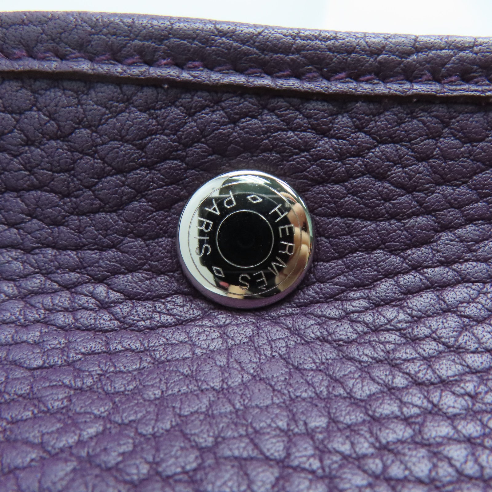 HERMES Negonda Leather GardenParty PM Silver Buckle Handle Bag Alligator Purple