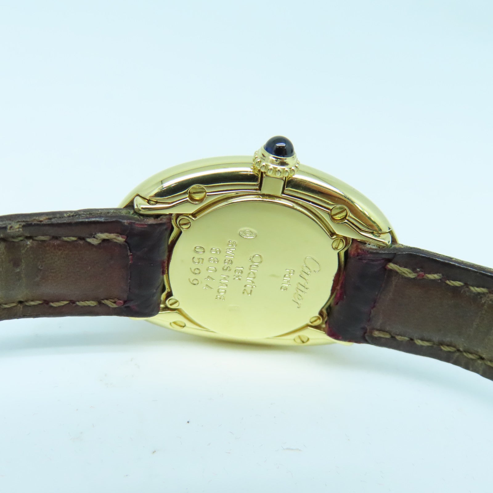 CARTIER Baignoire Watch鱷魚皮革帶/18K黃金手錶石英機芯白色