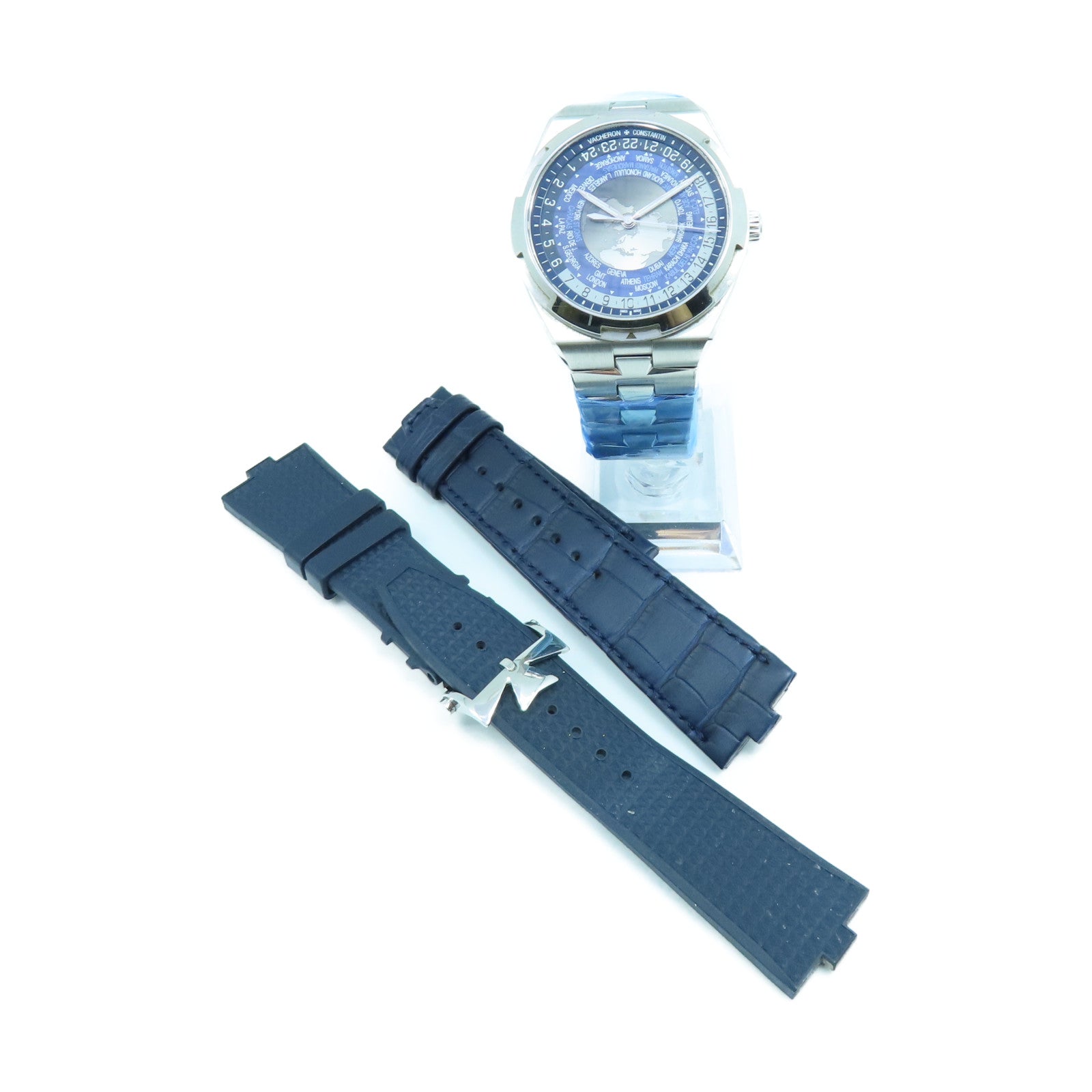 VACHERON CONSTANTIN 不鏽鋼Over Seas World Time手錶自動機芯深藍色/灰色